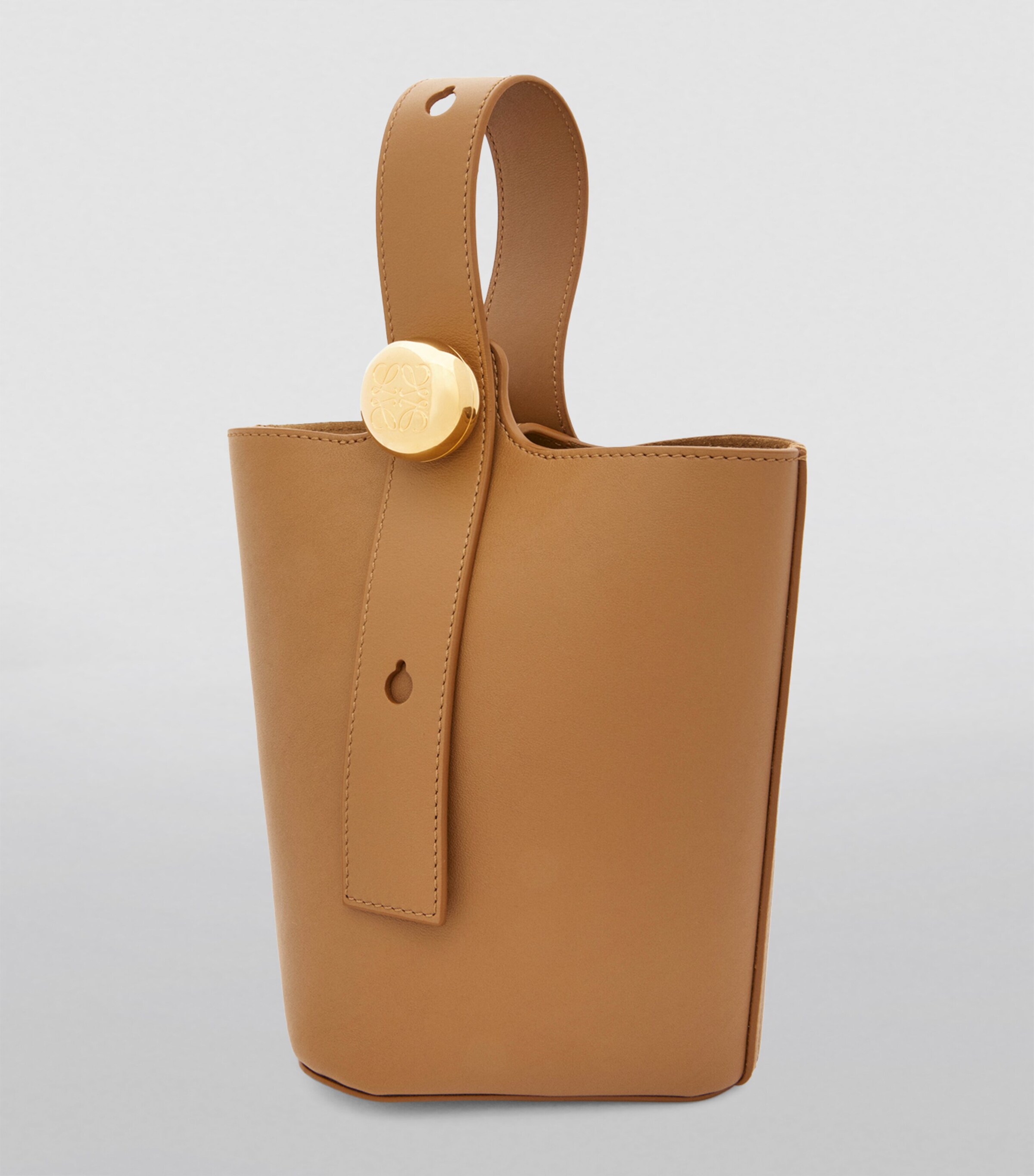 Mini Leather Pebble Bucket Bag OAK Image 3