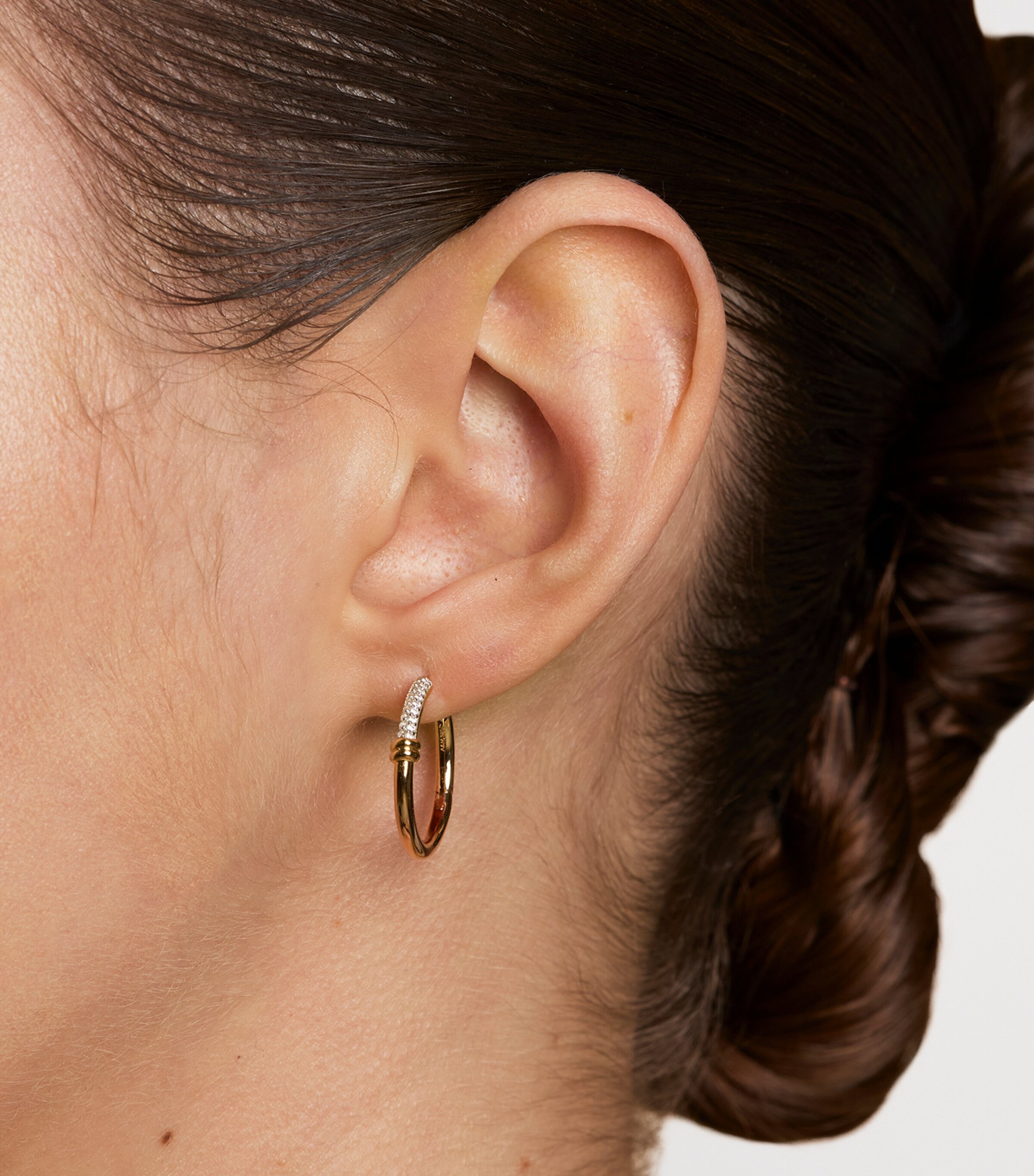 Astrid & Miyu Gold-Plated Pavé Knot Hoop Earrings Gold Image 2