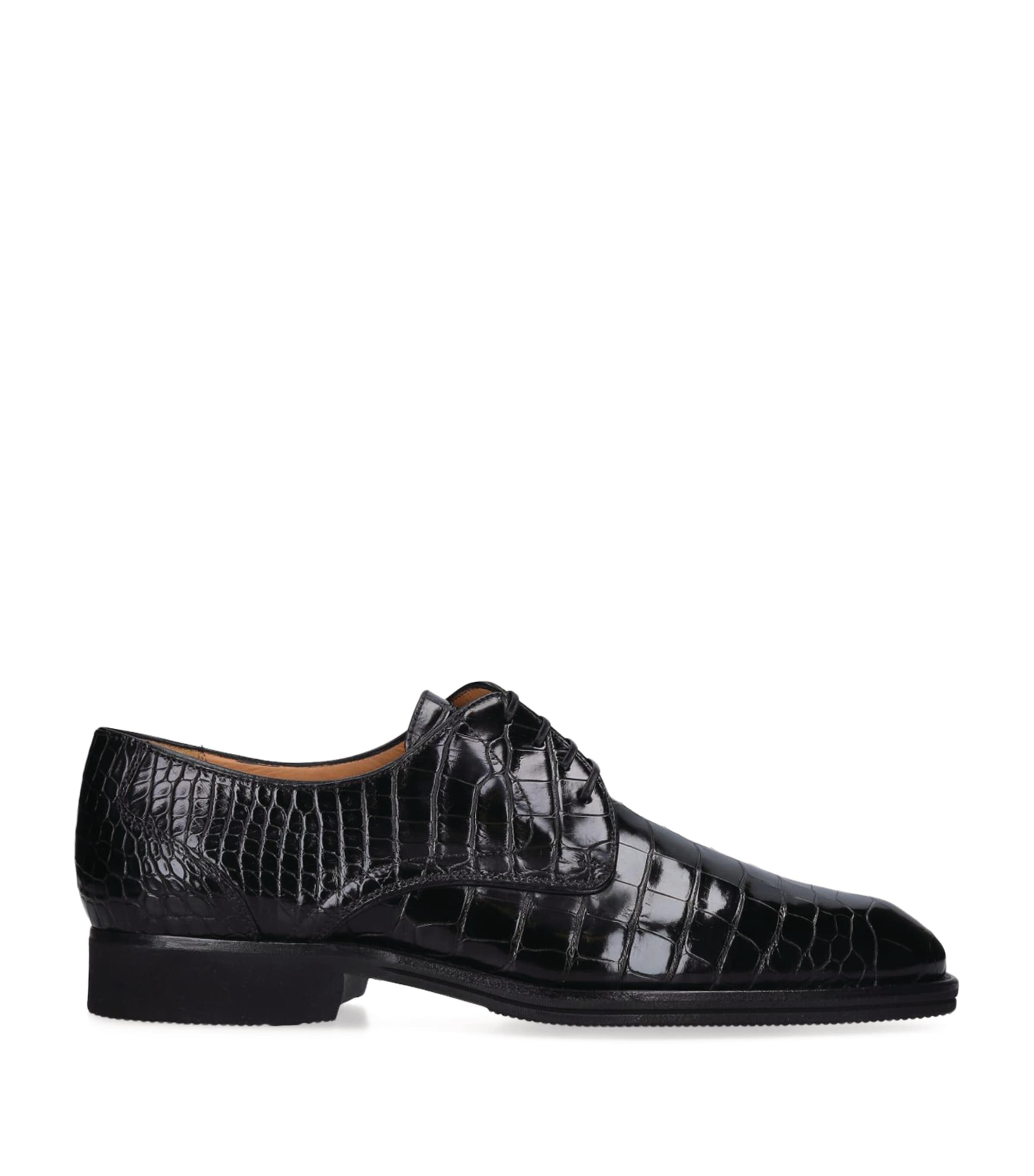 Brotini Crocodile Derby Shoes Black Image 3