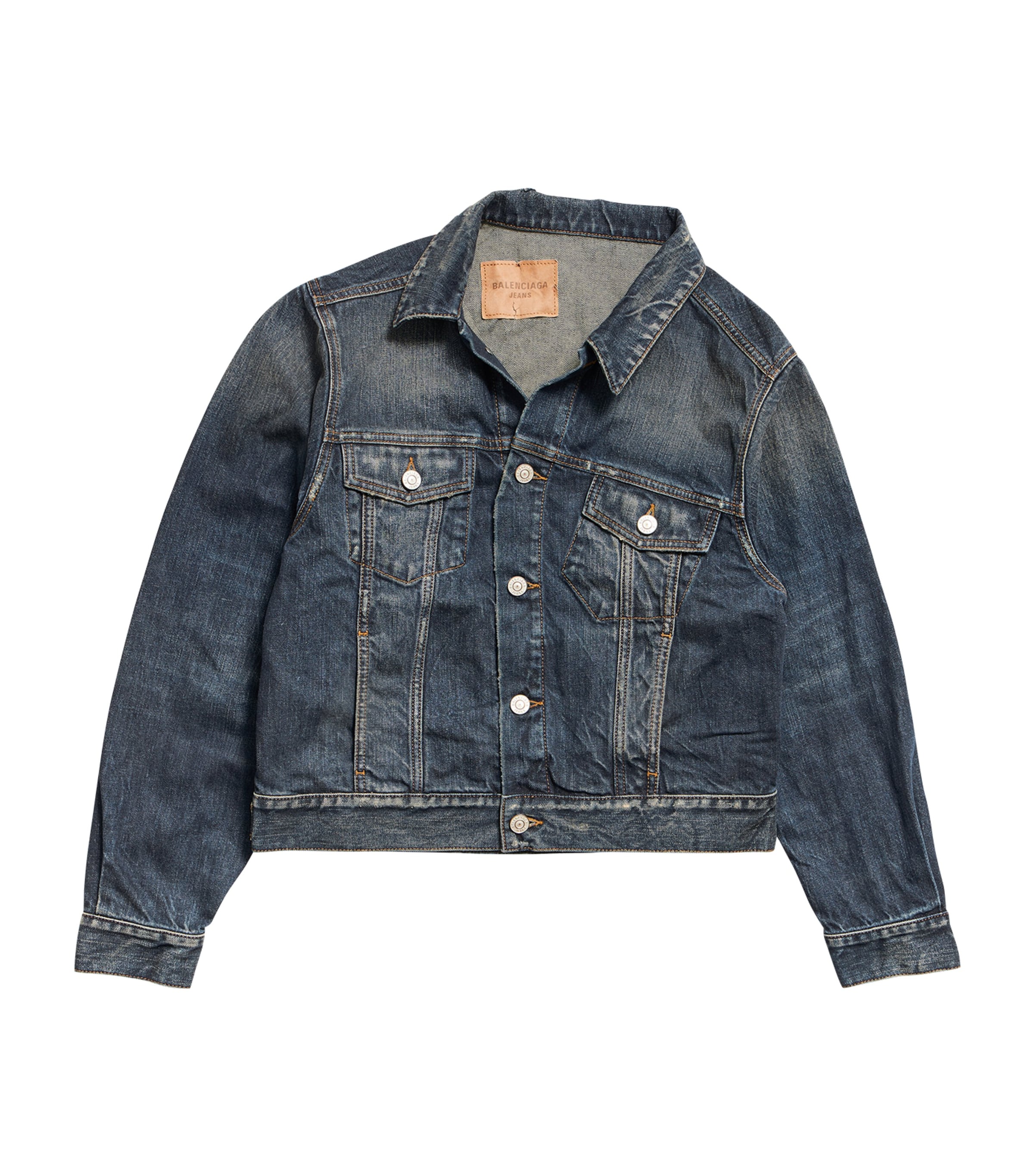 Balenciaga Denim Off-the-shoulder Jacket In Blue