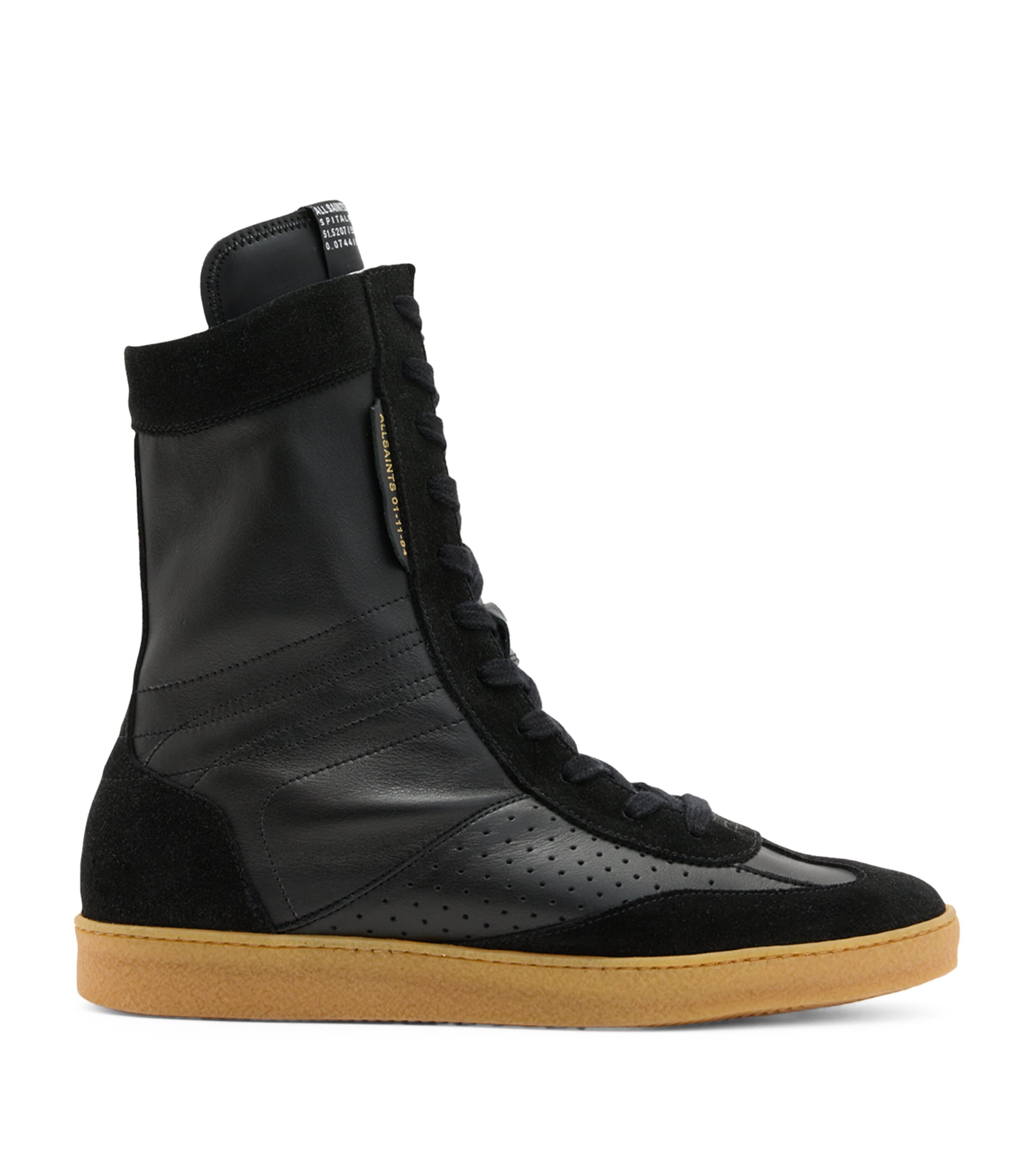 Allsaints Leather-suede Louise High-top Sneakers In Black