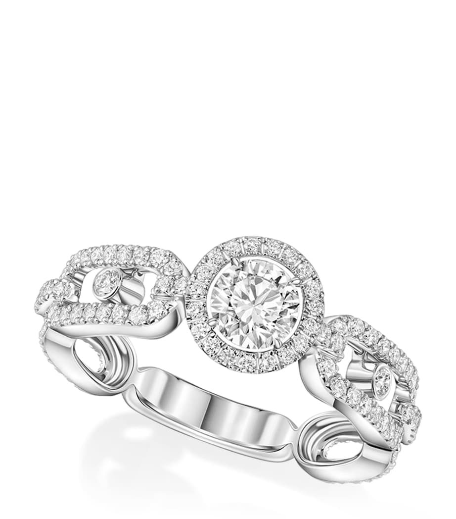 White Gold and Diamond Pavé Move Link Ring WHITE GOLD Image 1