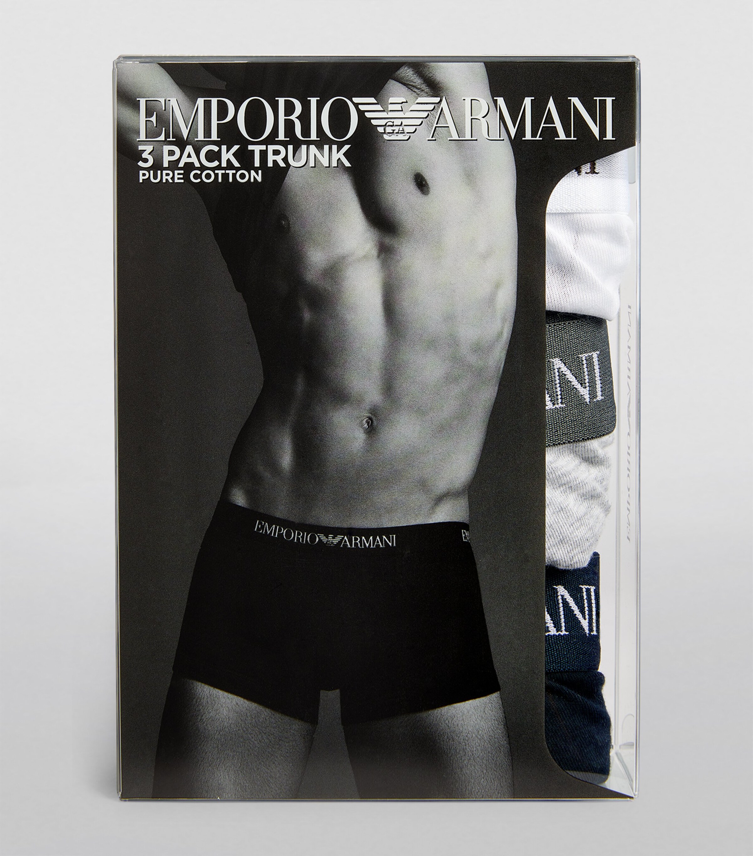 Pure Cotton Trunks (Pack of 3) 40510 WHITE/GRY Image 4