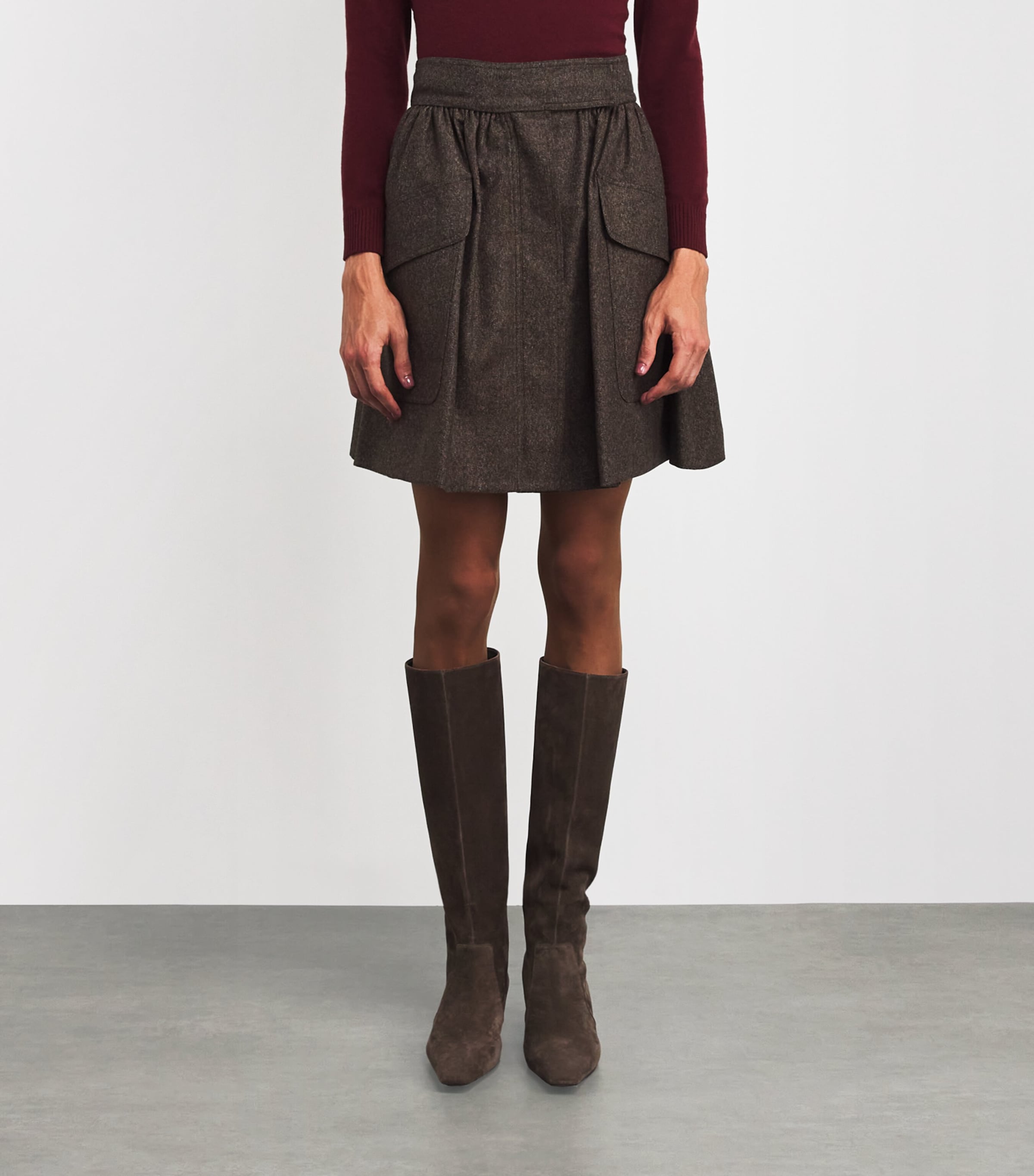 Virgin Wool Mini Skirt BROWN Image 3