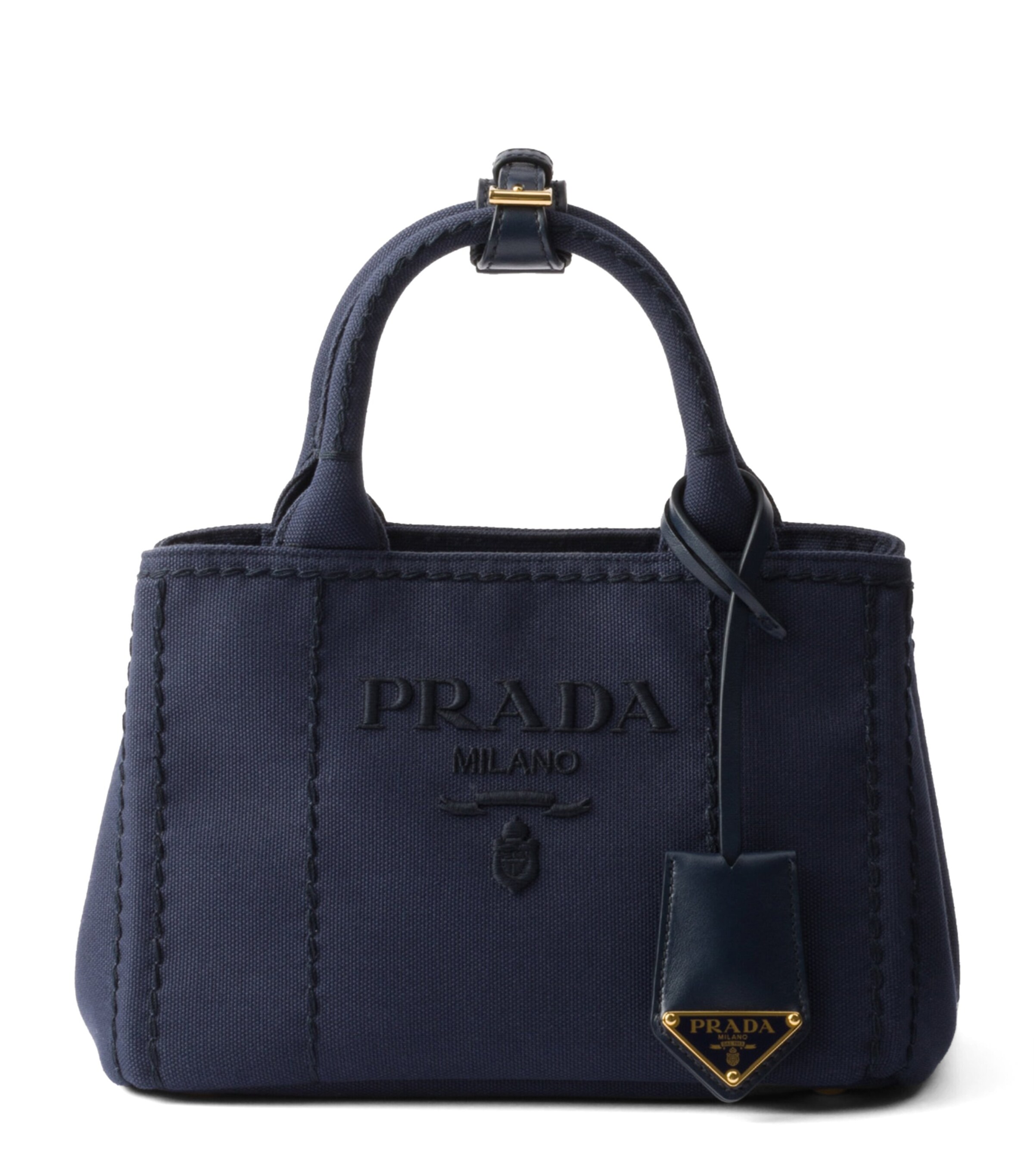 Prada Mini Cotton Canvas Top-Handle Bag Image 1