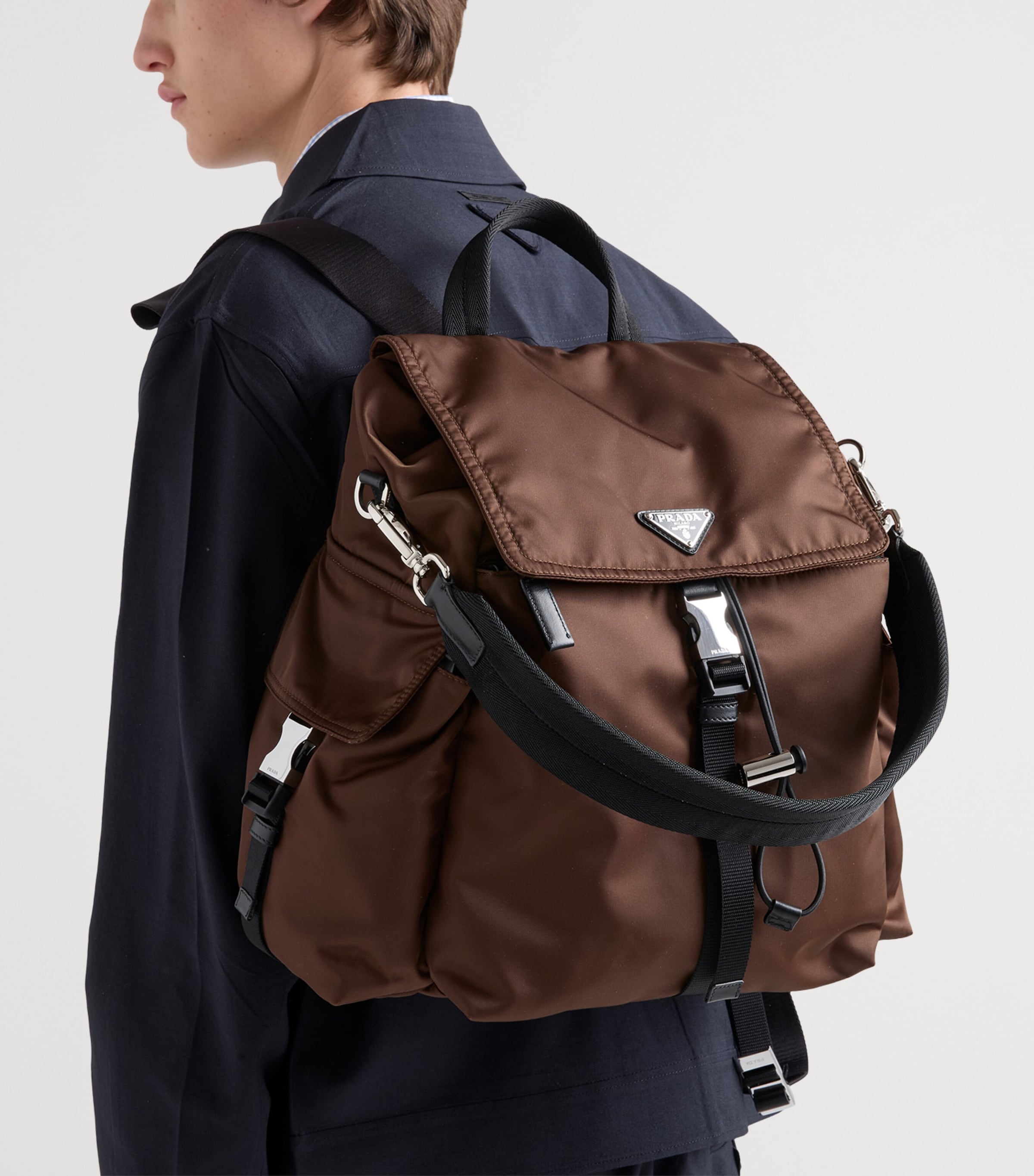 Re-Nylon and Leather Explore Backpack F0038 Image 5