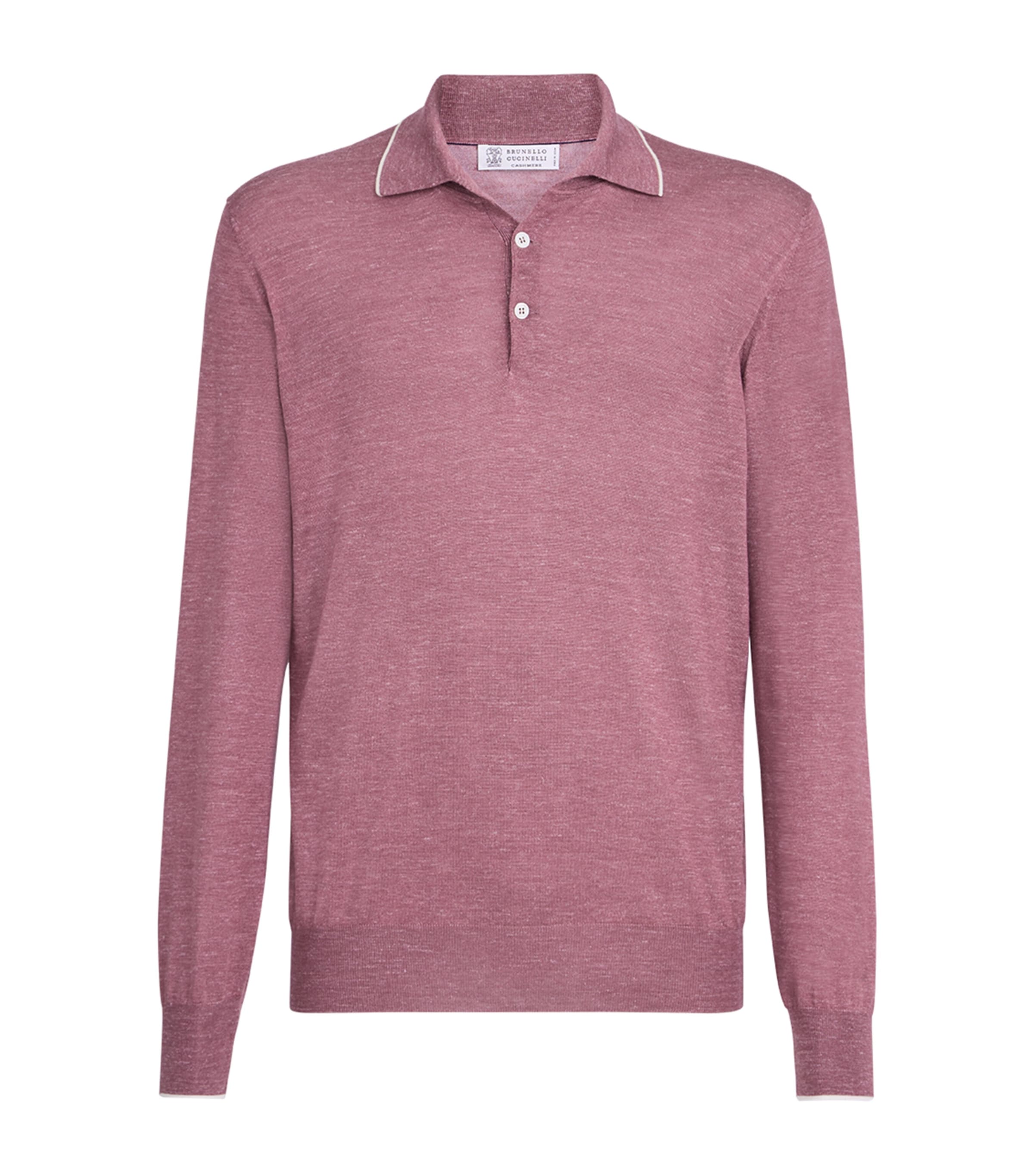 Brunello Cucinelli Mens Cashmere-Silk-Hemp Polo Shirt Image 1