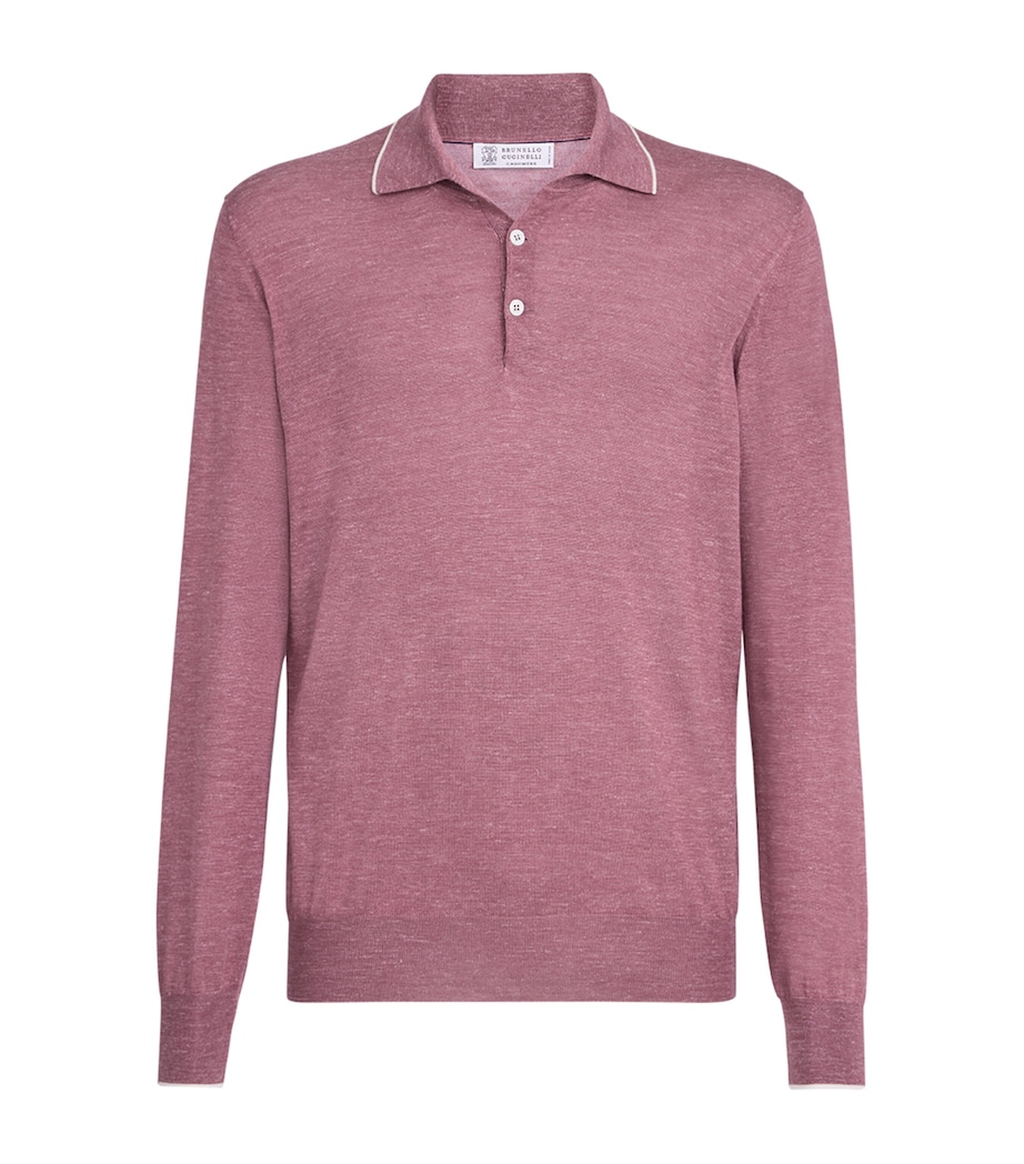 Brunello Cucinelli Mens Cashmere-Silk-Hemp Polo Shirt Image 1
