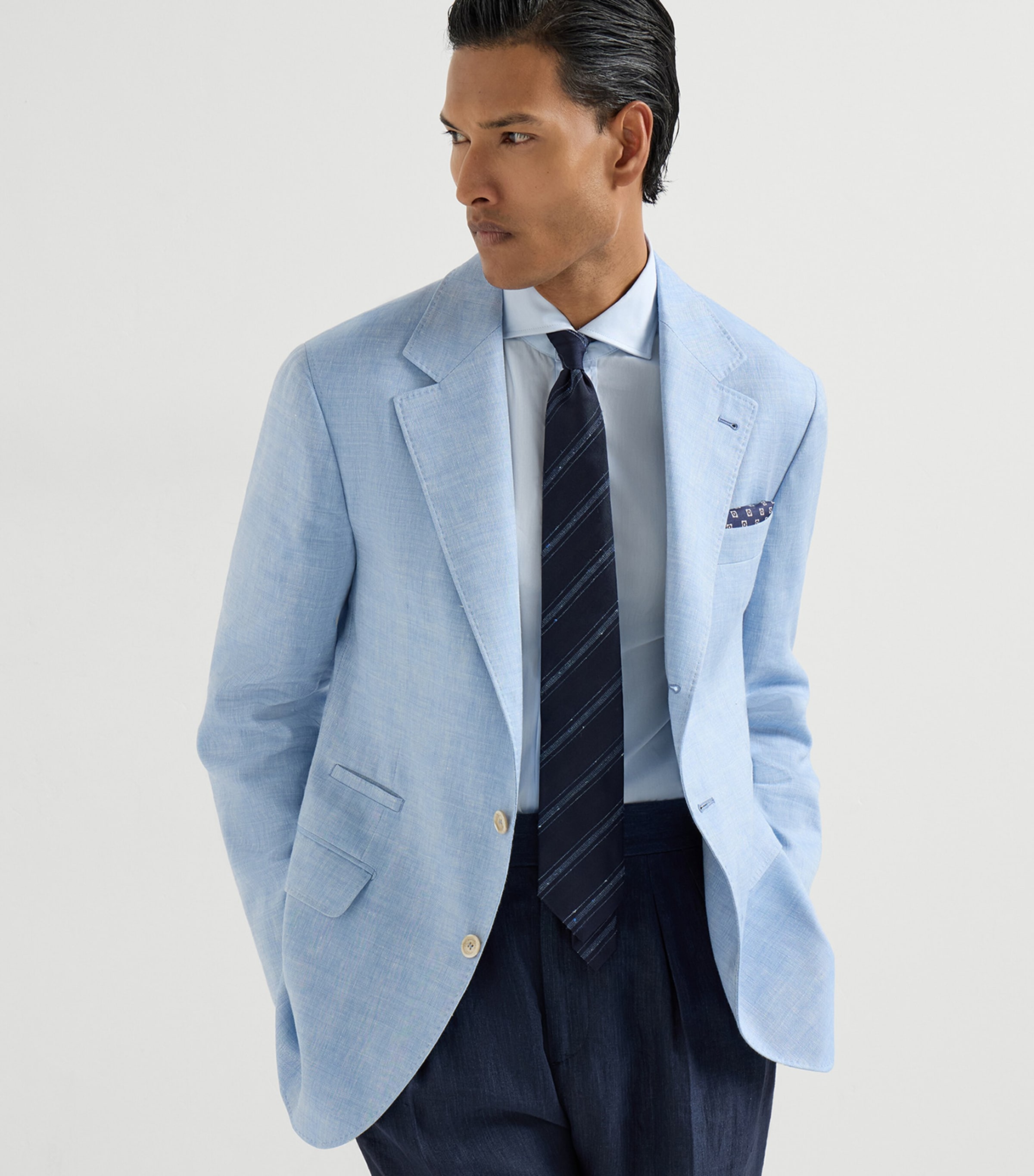 Brunello Cucinelli Mens Linen-Wool Deconstructed Blazer Image 3