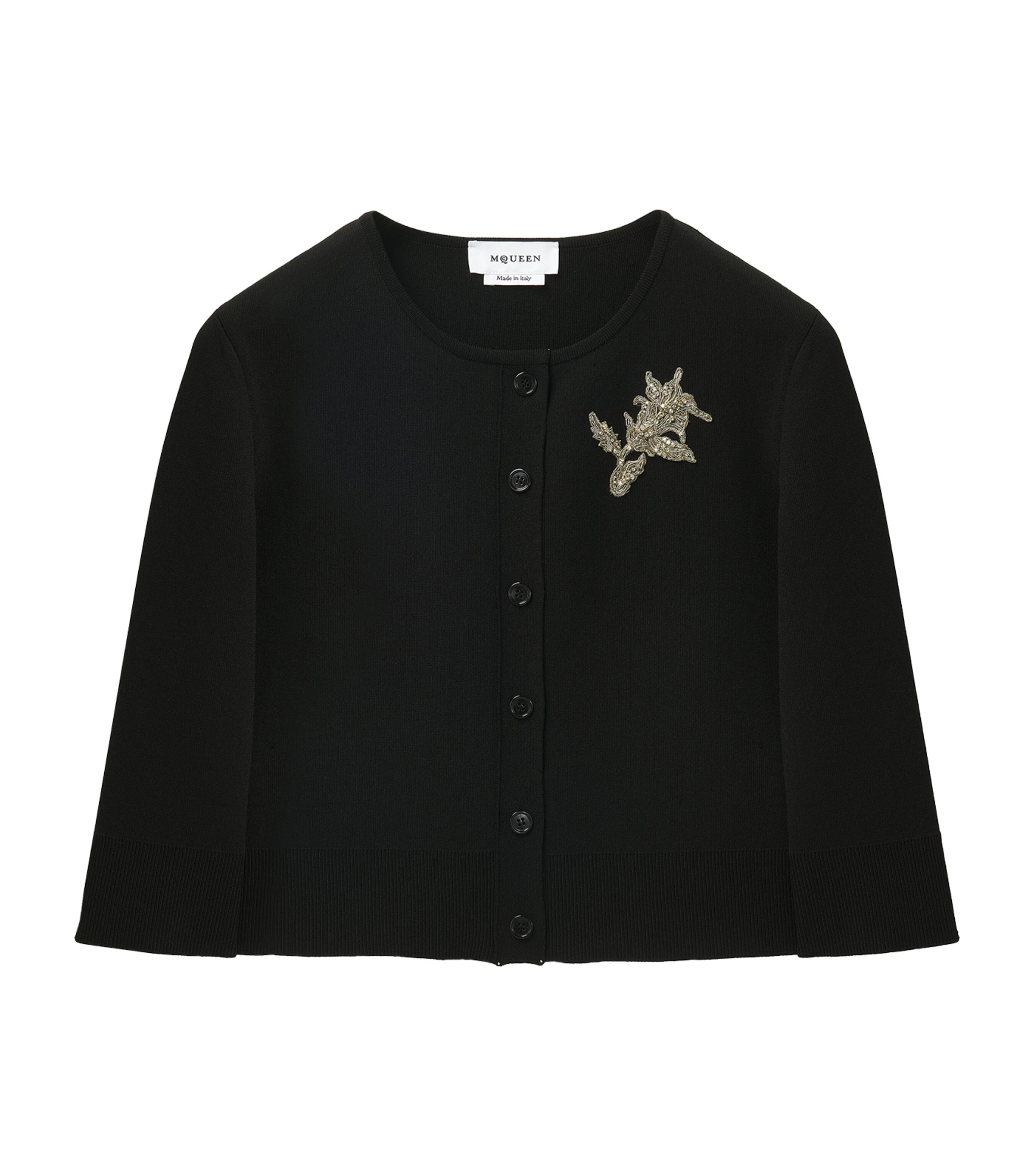 Alexander Mcqueen Mcqueen Banshee Embroidery Crop Cardigan In Black
