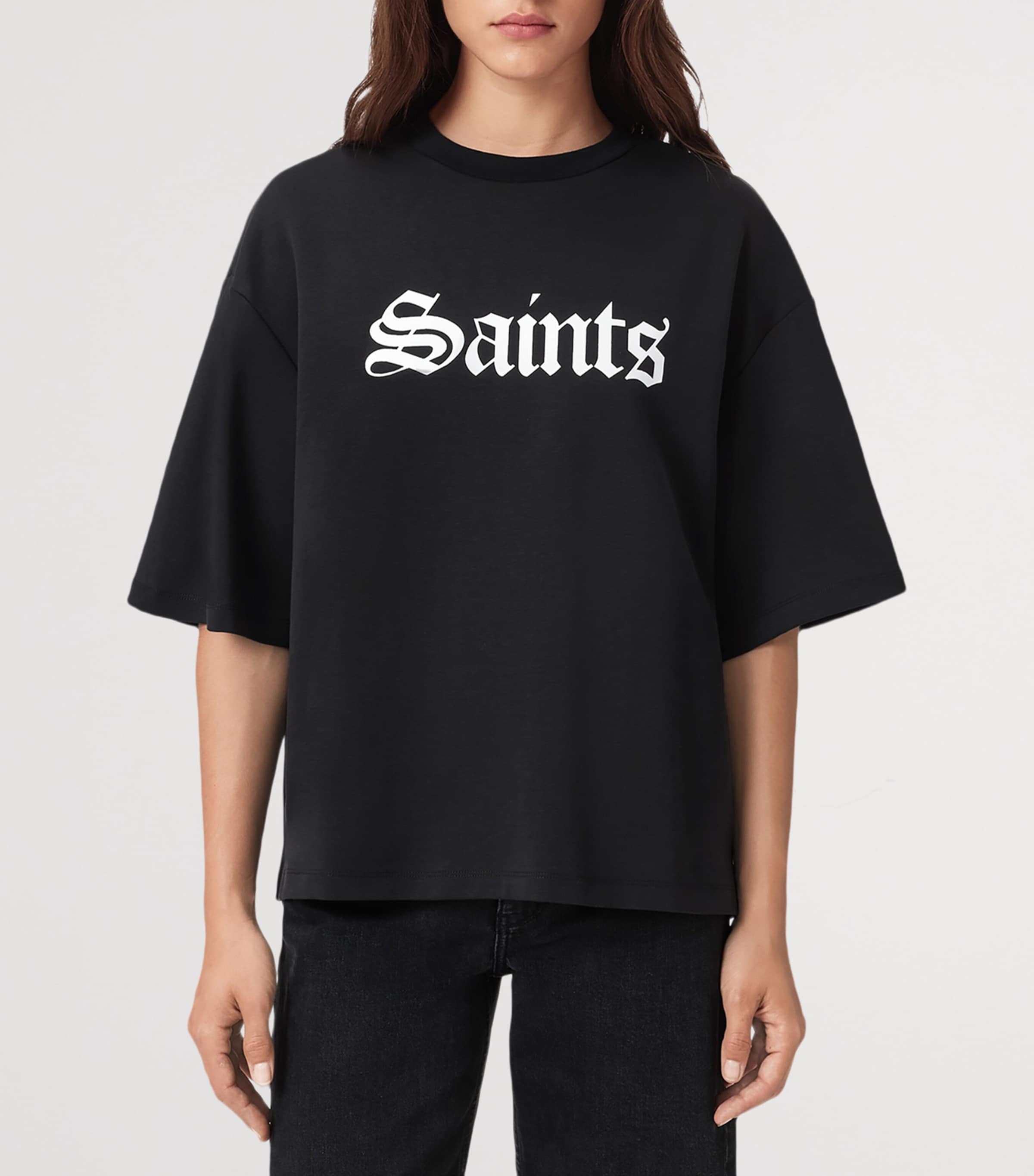 AllSaints Womens Cotton Amelie T-Shirt Black Image 3