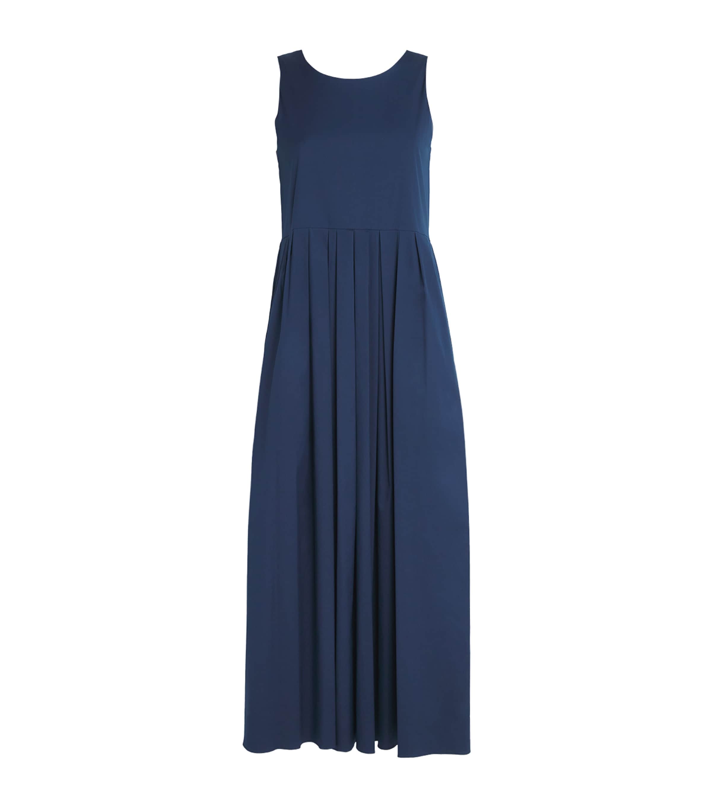 Max Mara Blue Cotton Poplin Moira Ss Long Dress In Blue