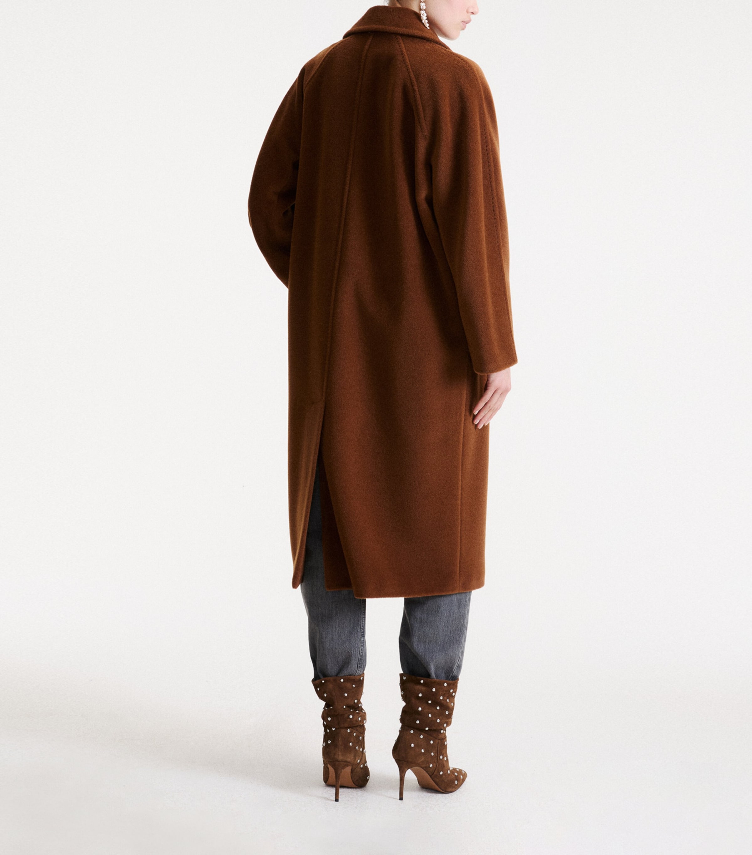 Marella Womens Virgin Wool Wrap Coat Caramel Image 3