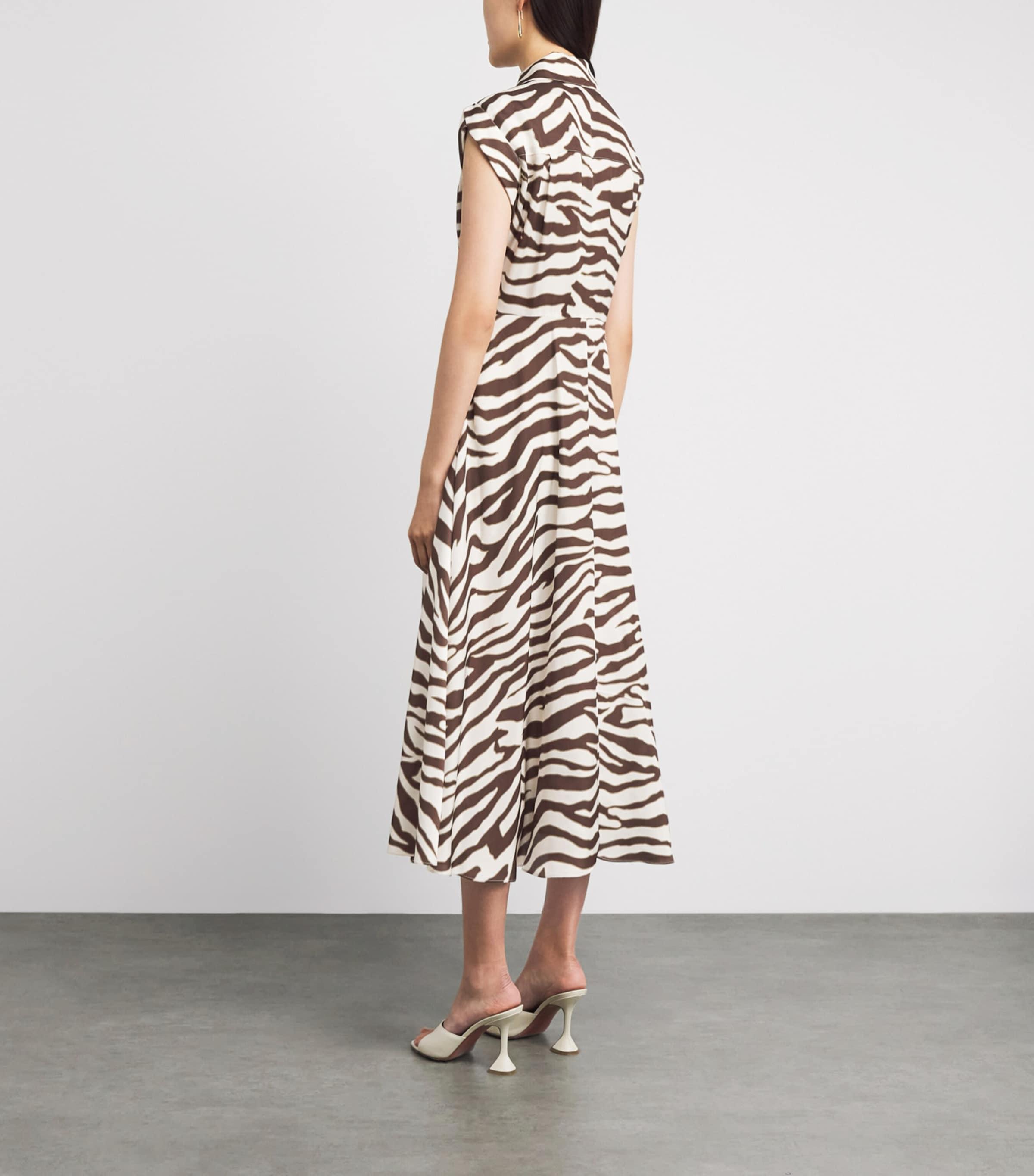 Toccin Womens Zebra Serena Midi Shirt Dress Natural Zebra Image 4