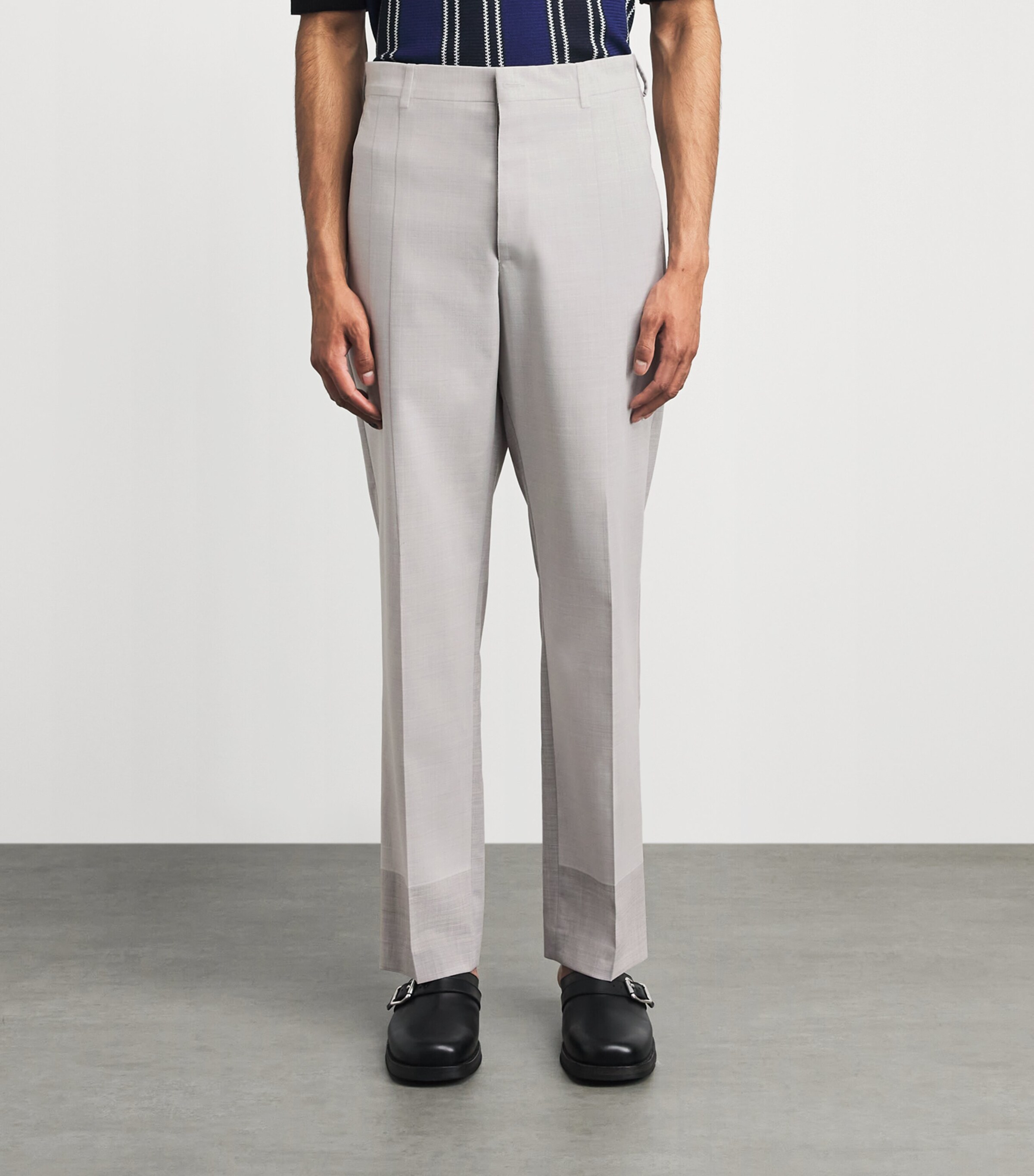 MM6 Maison Margiela Mens Pleated Tailored Trousers Light Grey Image 4
