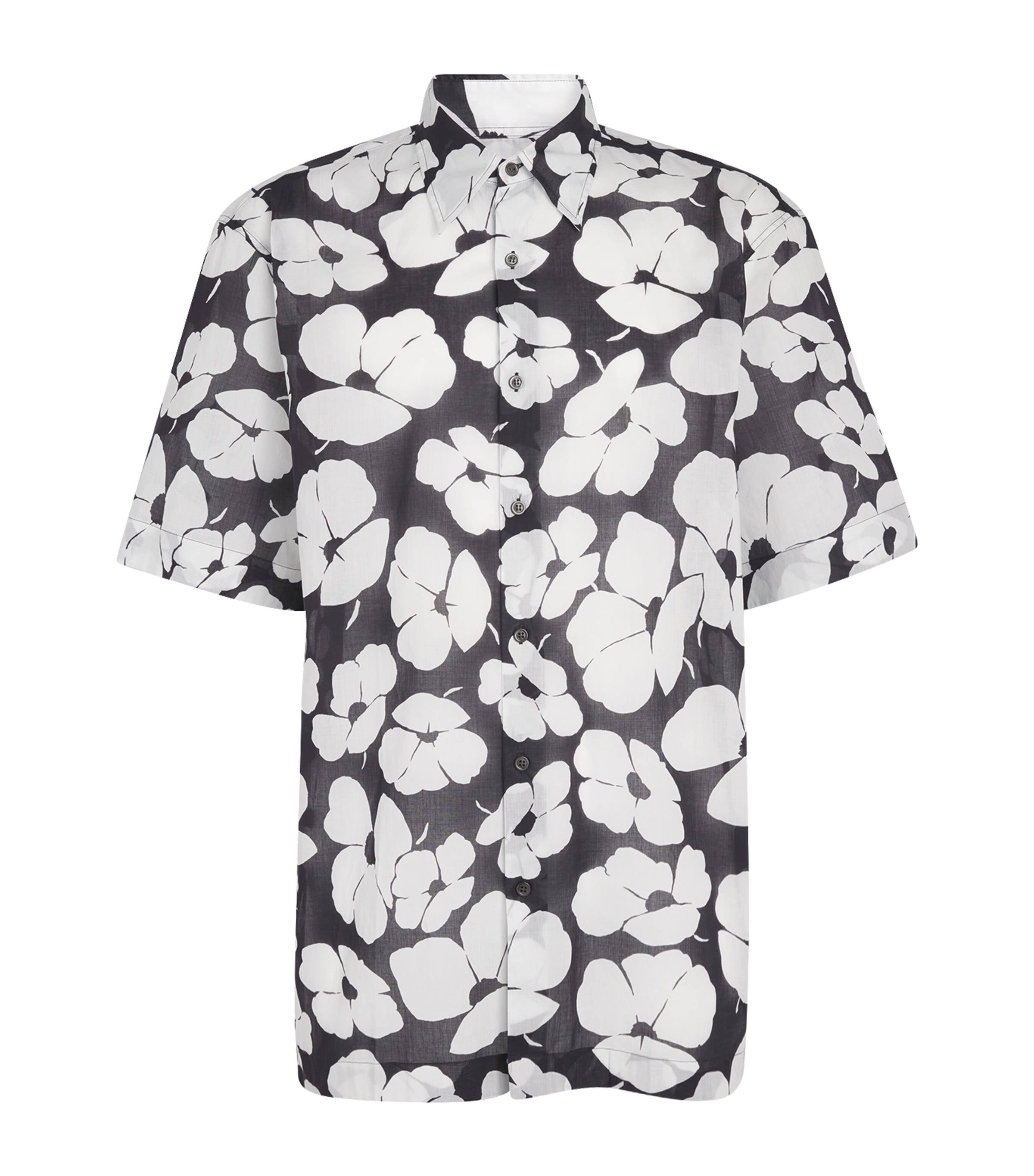 DRIES VAN NOTEN Mens Cotton Poppy Print Shirt Black Image 1