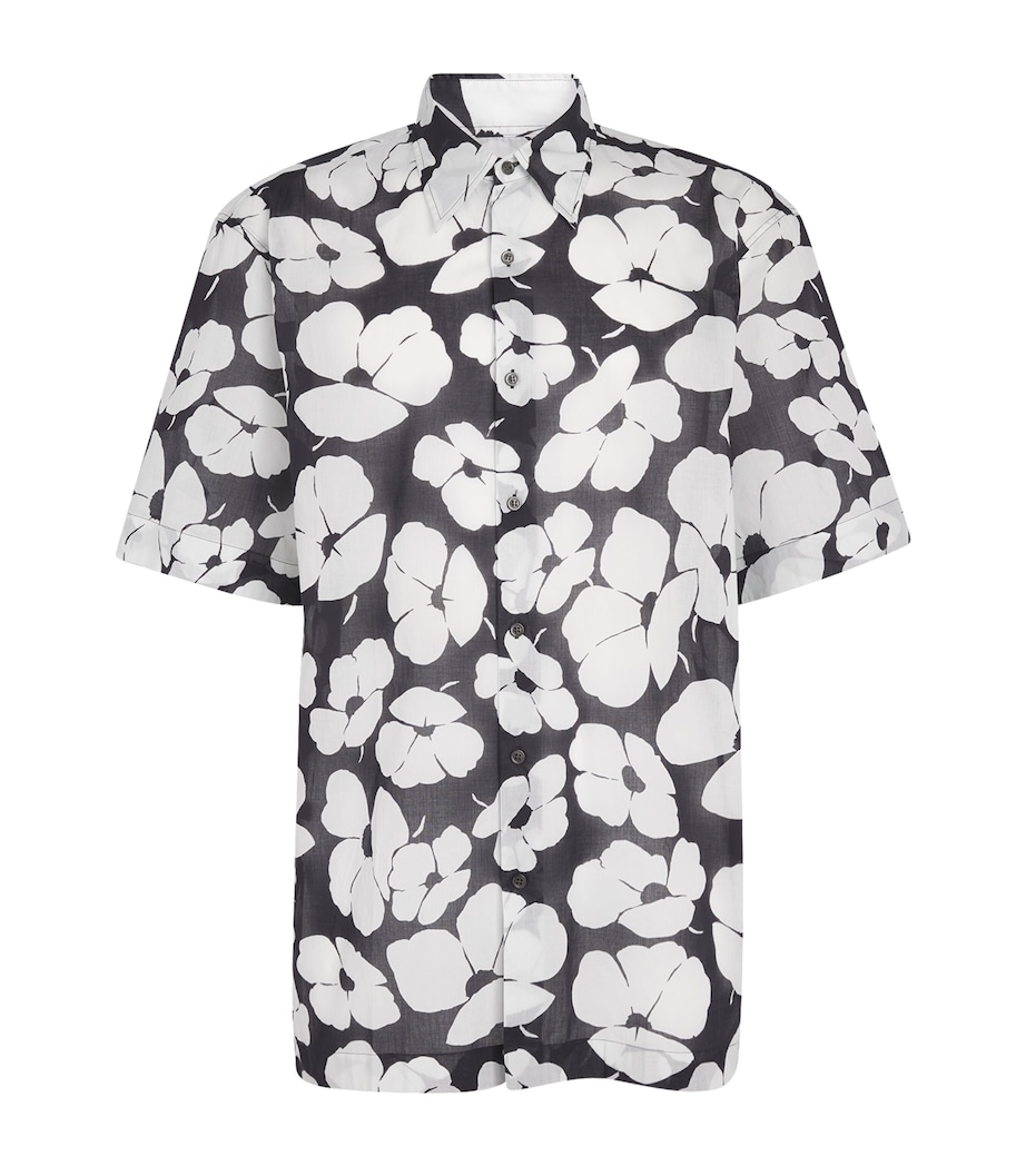 DRIES VAN NOTEN Mens Cotton Poppy Print Shirt Black Image 1
