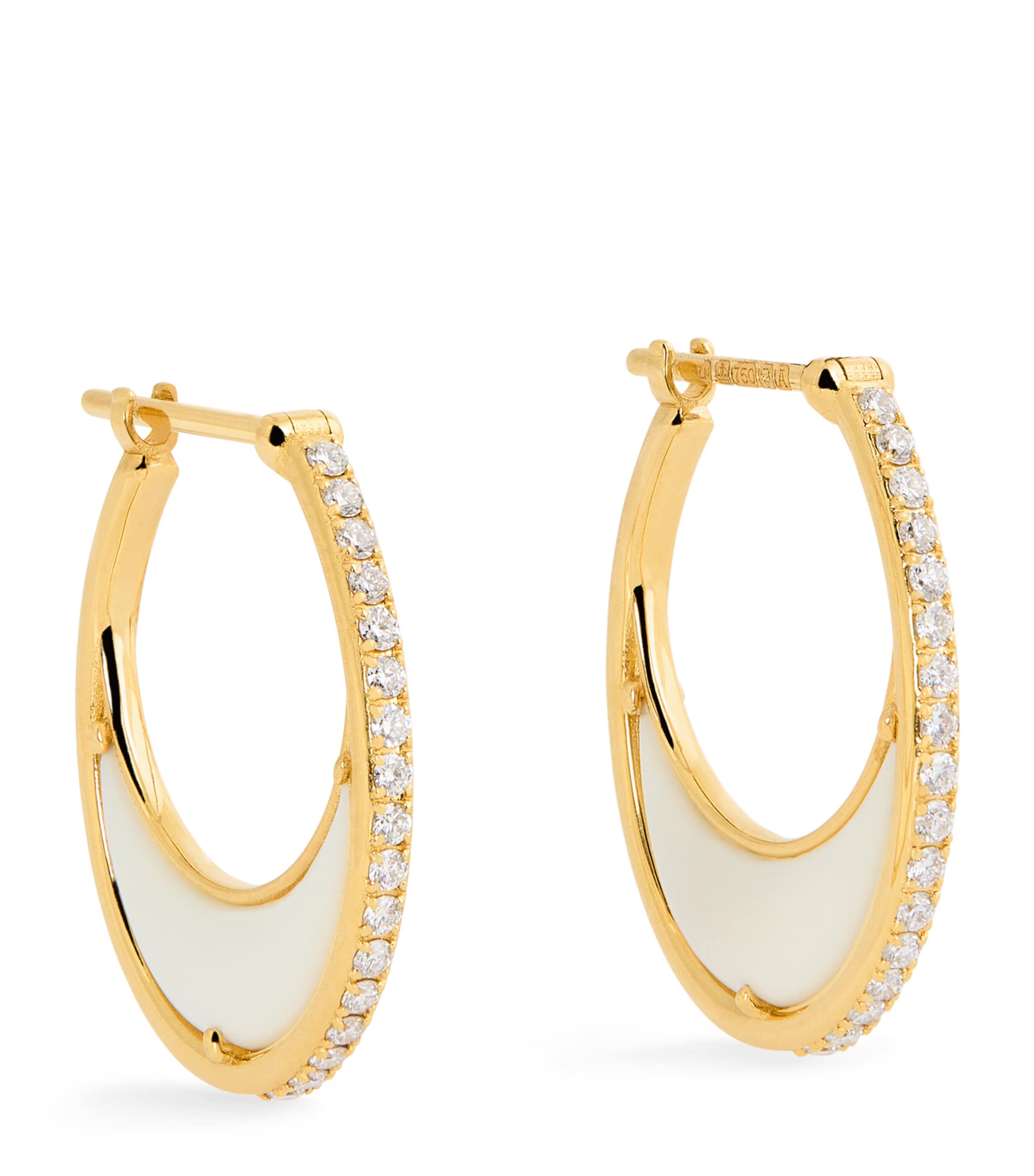 L'atelier Nawbar Yellow Gold And Diamond Bloop Moon Lot N*91 Hoop Earrings In Gold