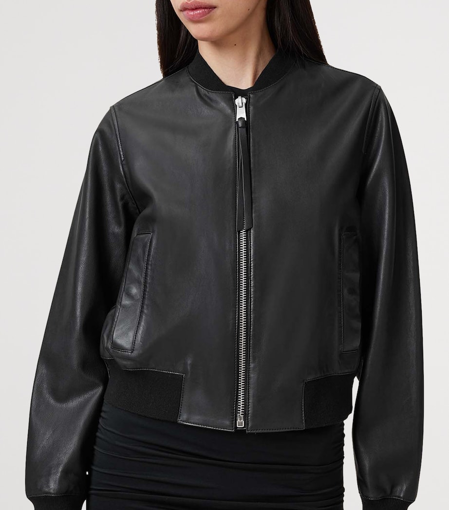 Leather Orten Bomber Jacket BLACK Image 5