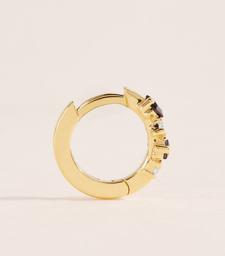 Suzanne Kalan Yellow Gold, Diamond and Sapphire Princess Huggie Earrings Yg/bs Image 3
