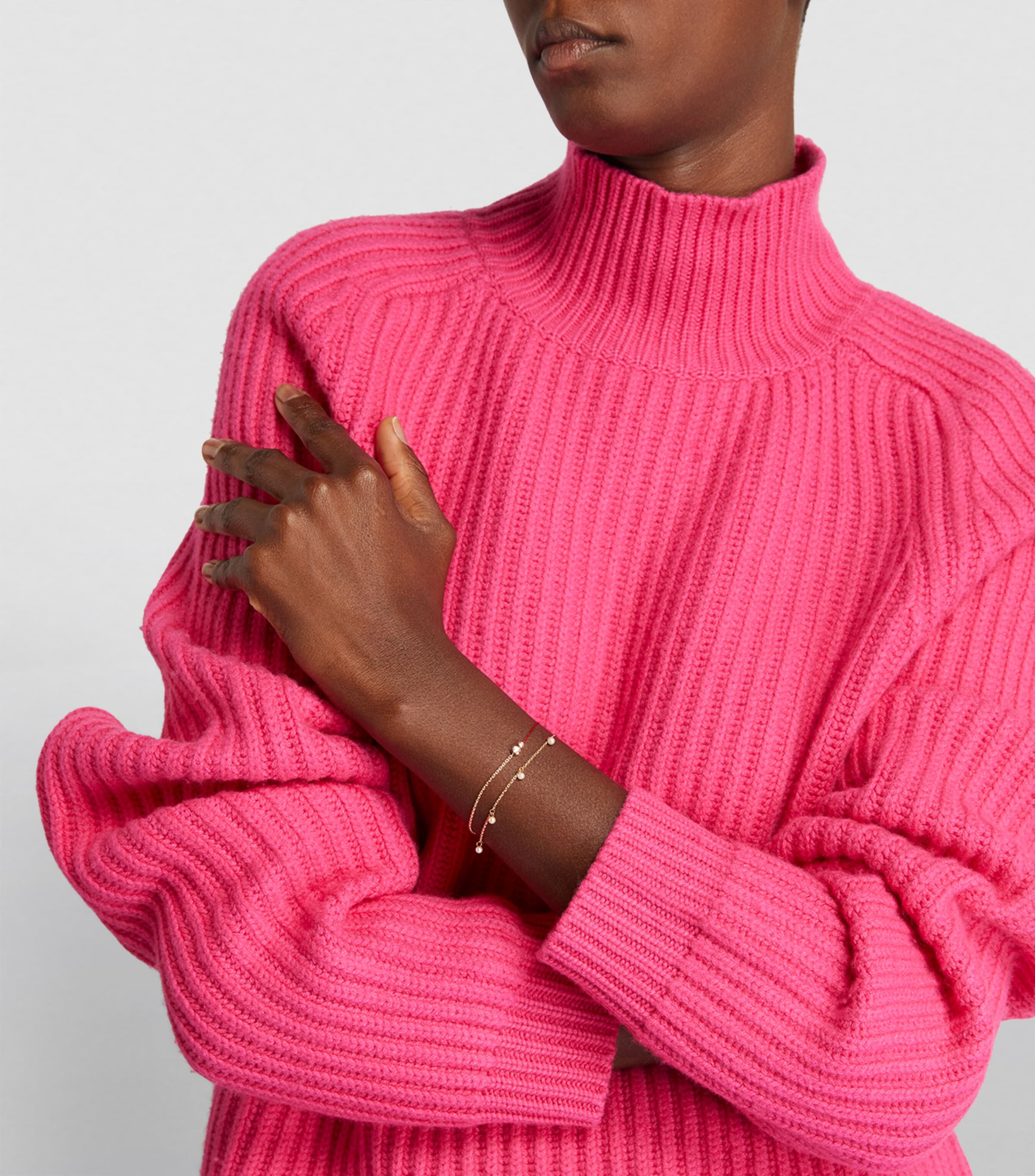 Rose Gold and Diamond Infinite String-Chain Bracelet RED Image 4