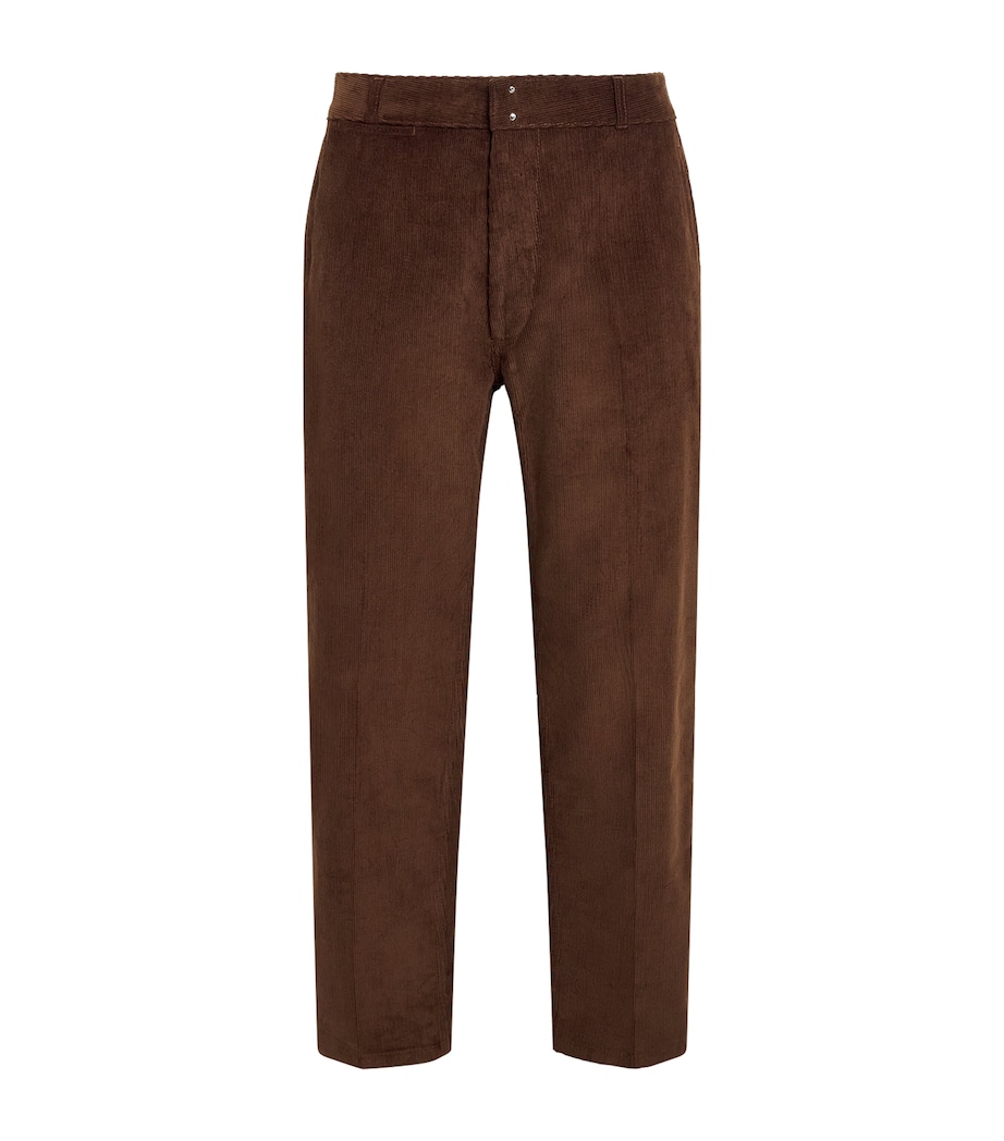 AMI Paris Mens Cotton Corduroy Straight Trousers Marron Chocolat Image 1