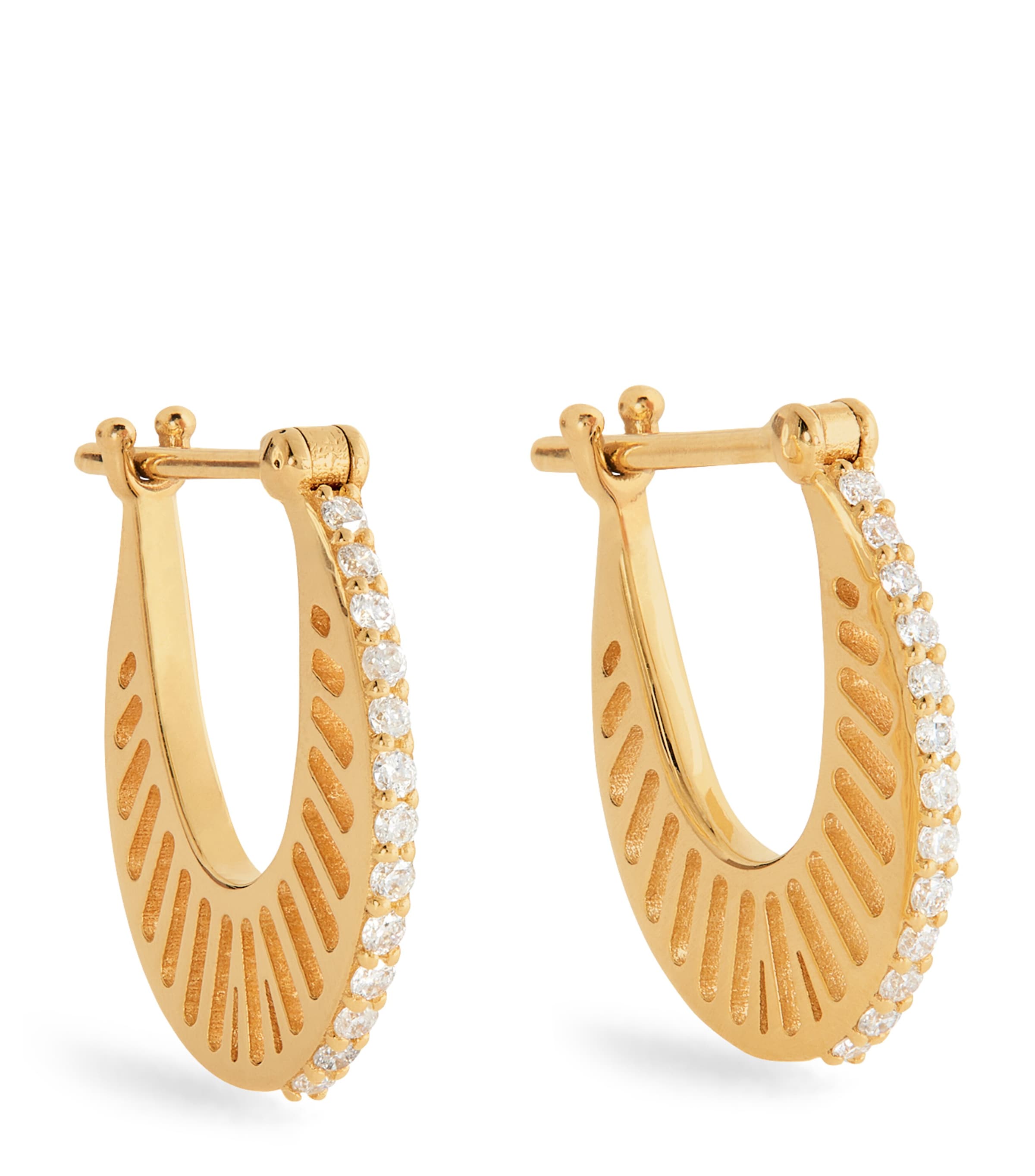 L'atelier Nawbar Medium Yellow Gold And Diamond Cosmic Flat Ray Earrings In Gold