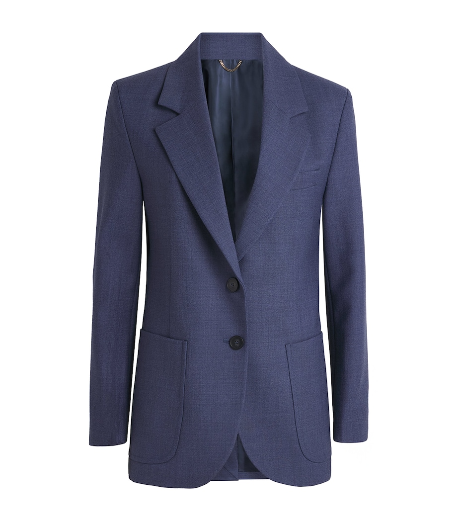 Victoria Beckham Womens Katherine Blazer Dusk Blue Melange Image 1