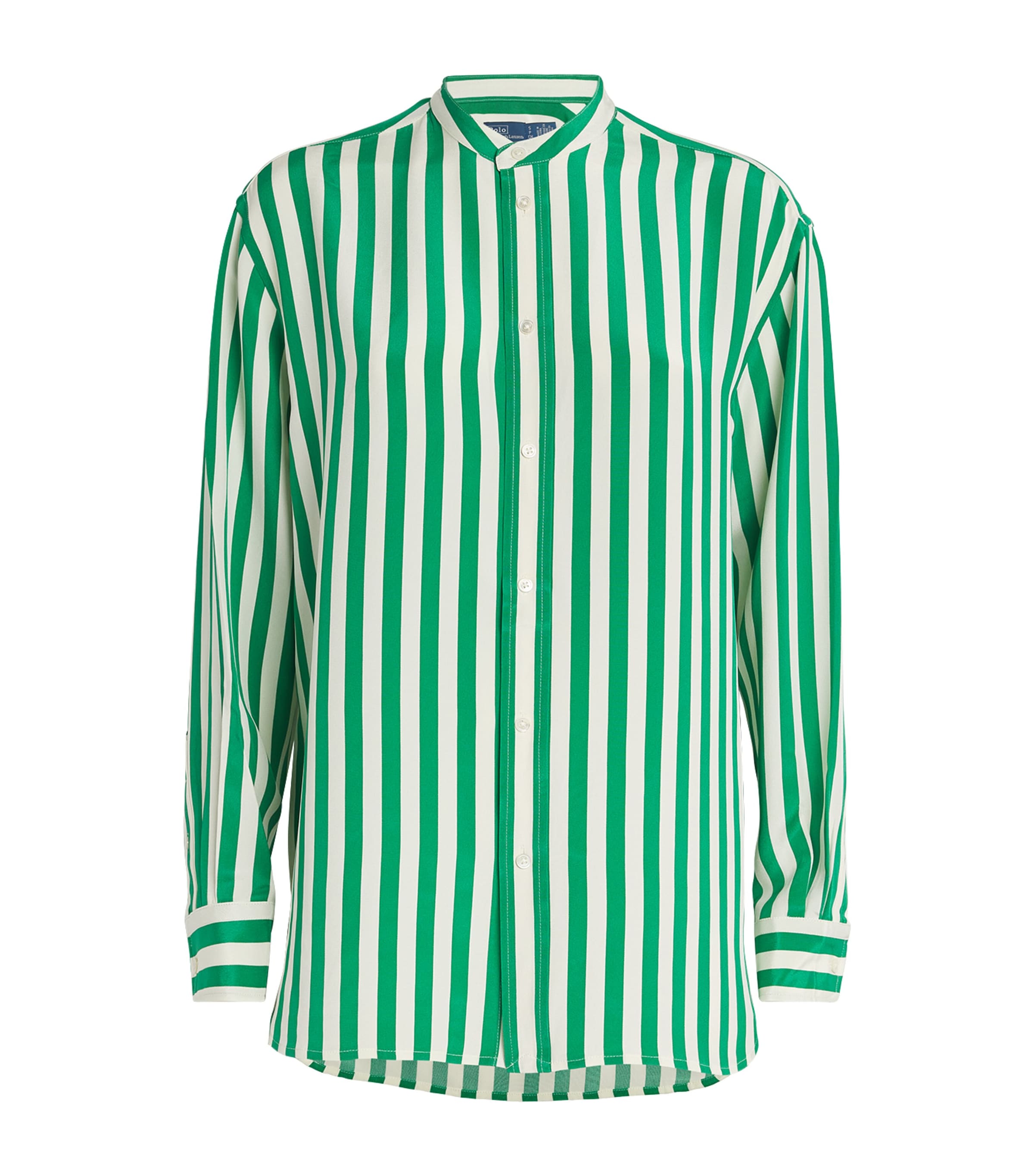 Polo Ralph Lauren Silk Striped Blouse In Green