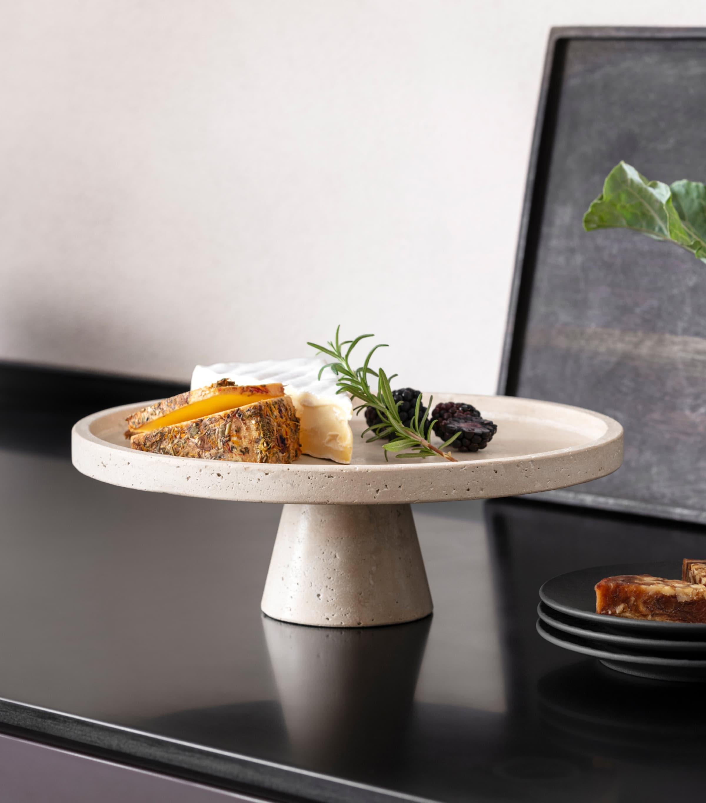 Manufacture Travertine Footed Serving Platter (28cm) BEIGE Image 5