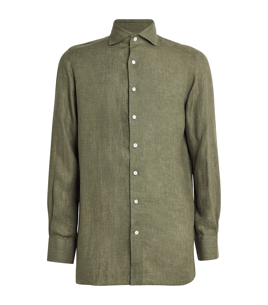 100HANDS Mens Linen Shirt Green Image 1