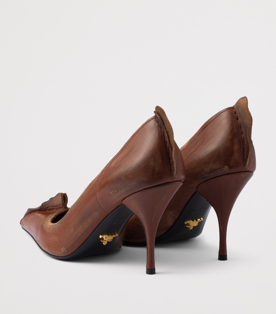 Prada Antiqued Leather Pumps 85 Brown Image 5