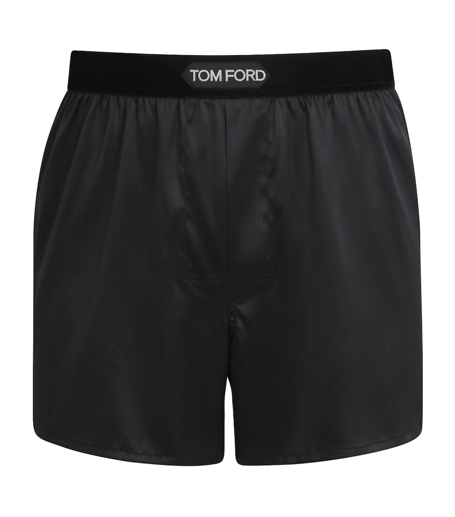 TOM FORD Mens Stretch-Silk Boxer Shorts Black Image 1
