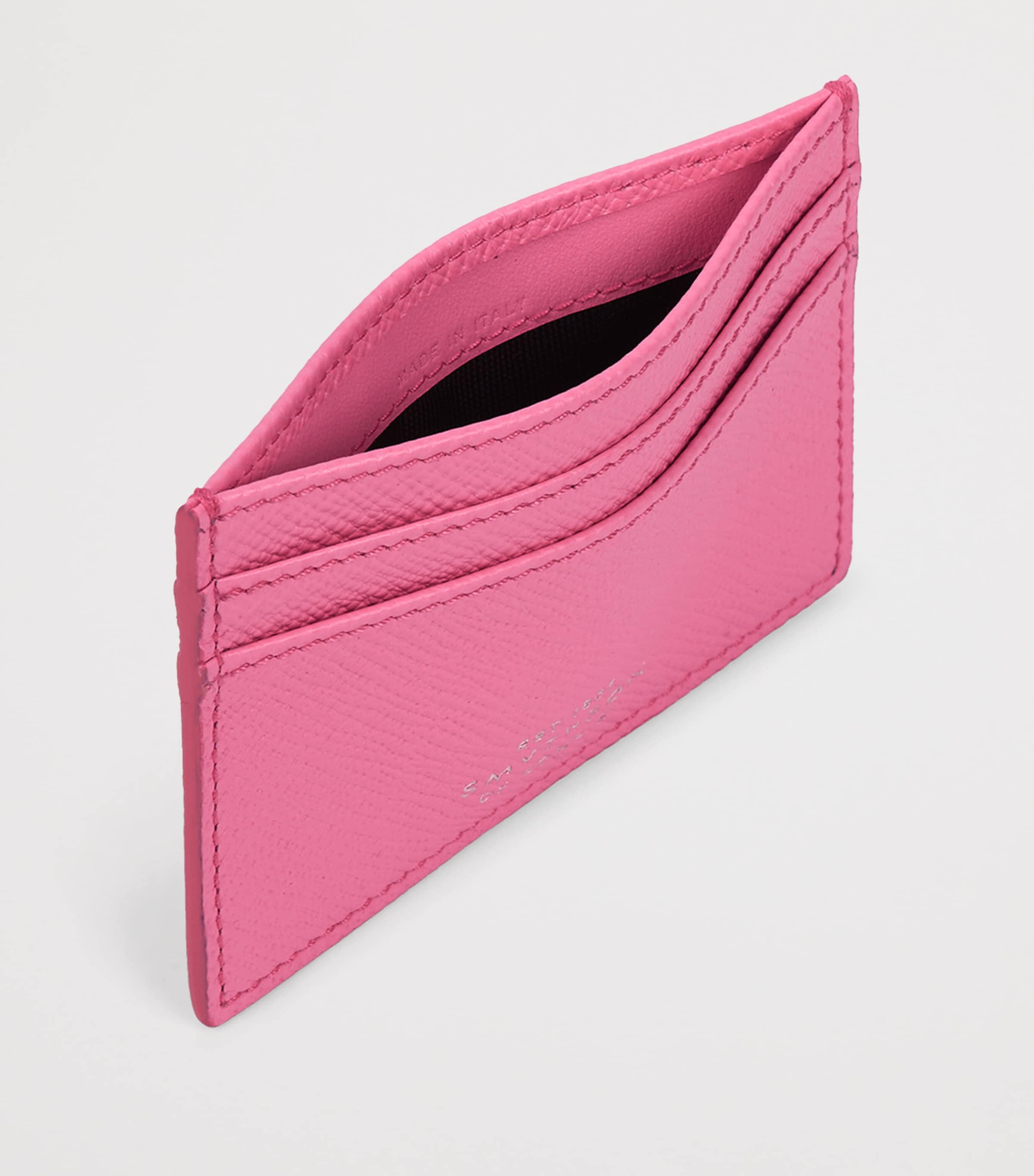Smythson Leather Panama Card Holder Flamingo Image 2