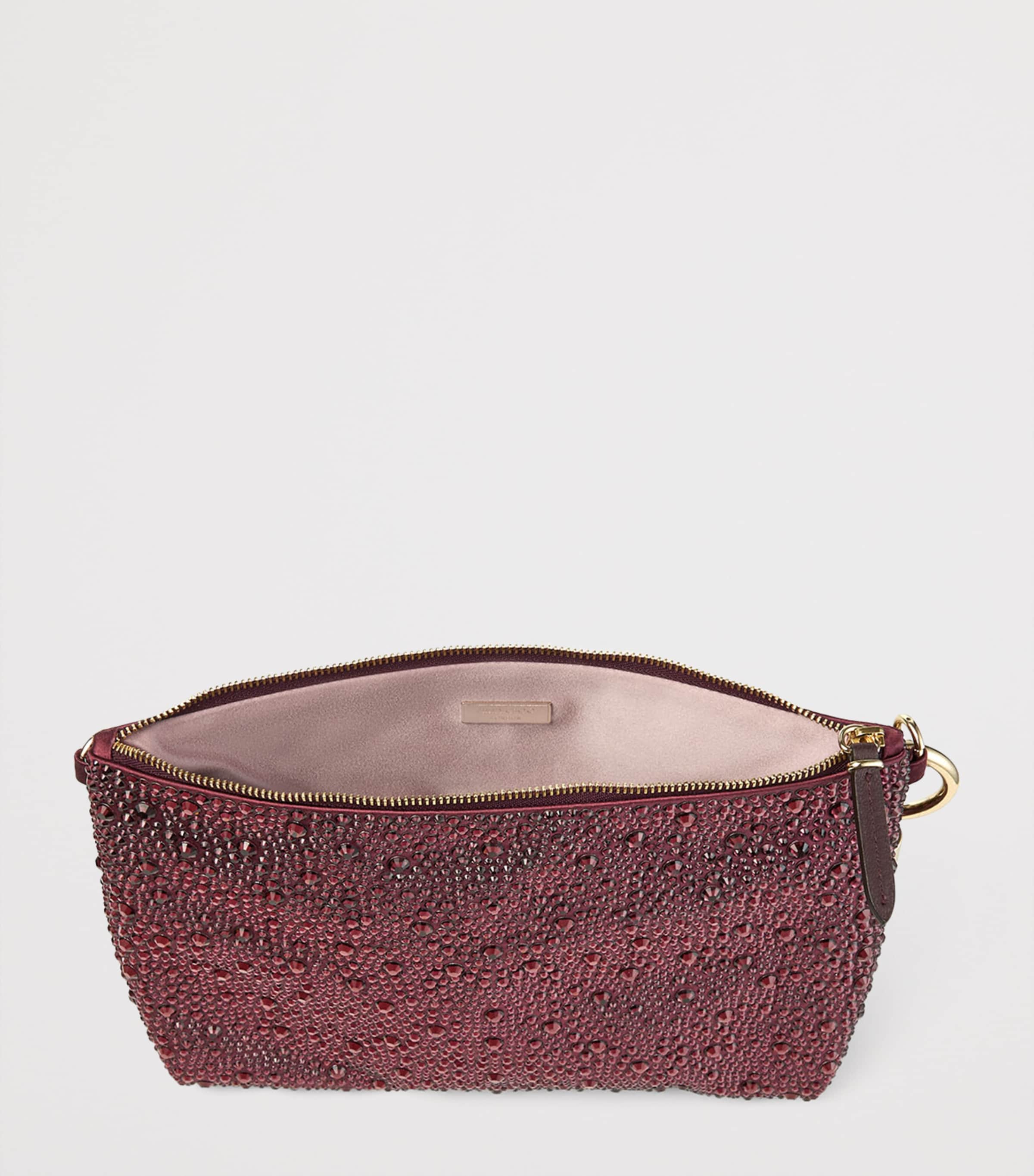 Callie Crystal-Embellished Satin Clutch Bag DEEP MERLOT/LIGHT GO Image 6