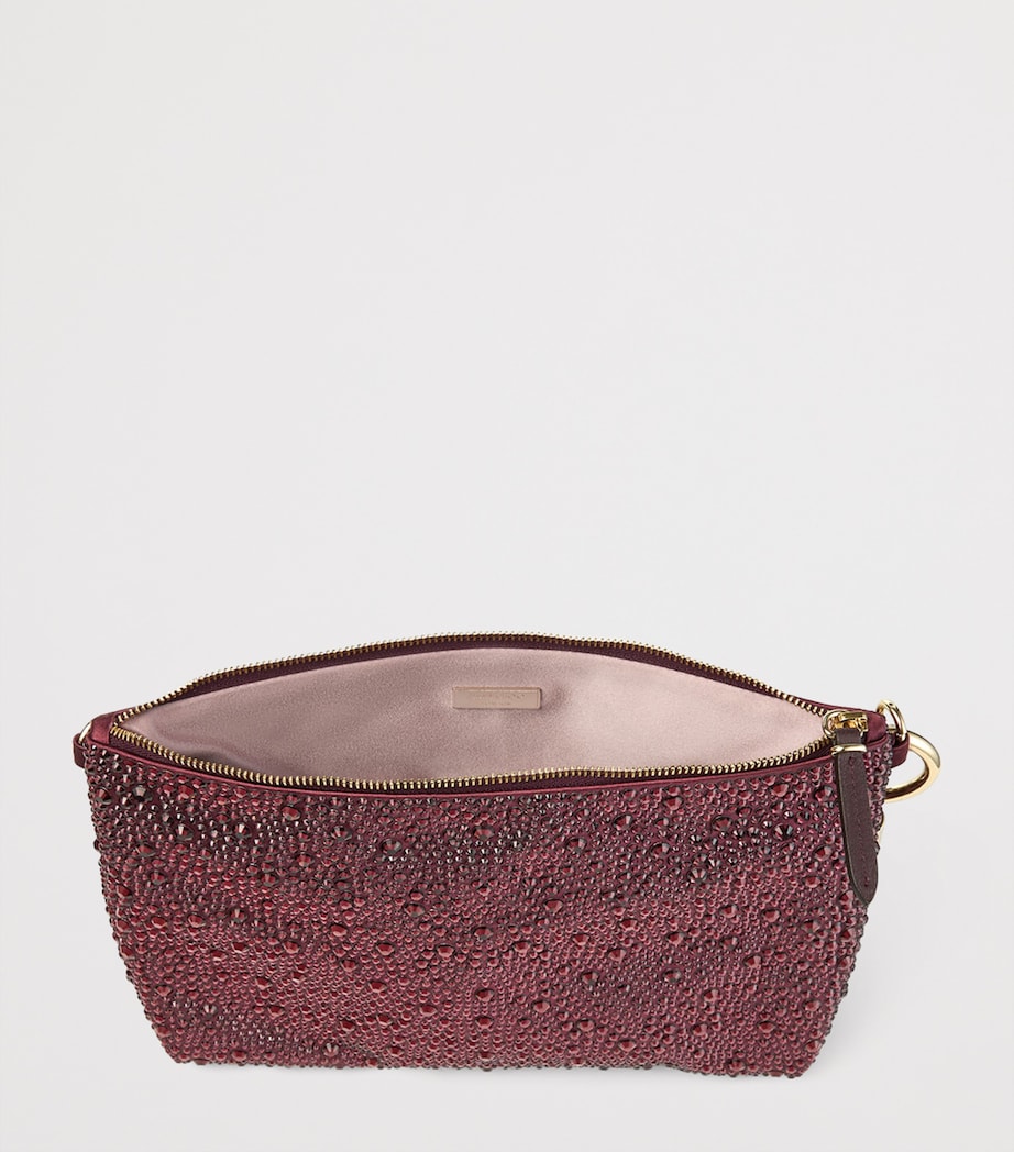 Callie Crystal-Embellished Satin Clutch Bag DEEP MERLOT/LIGHT GO Image 5