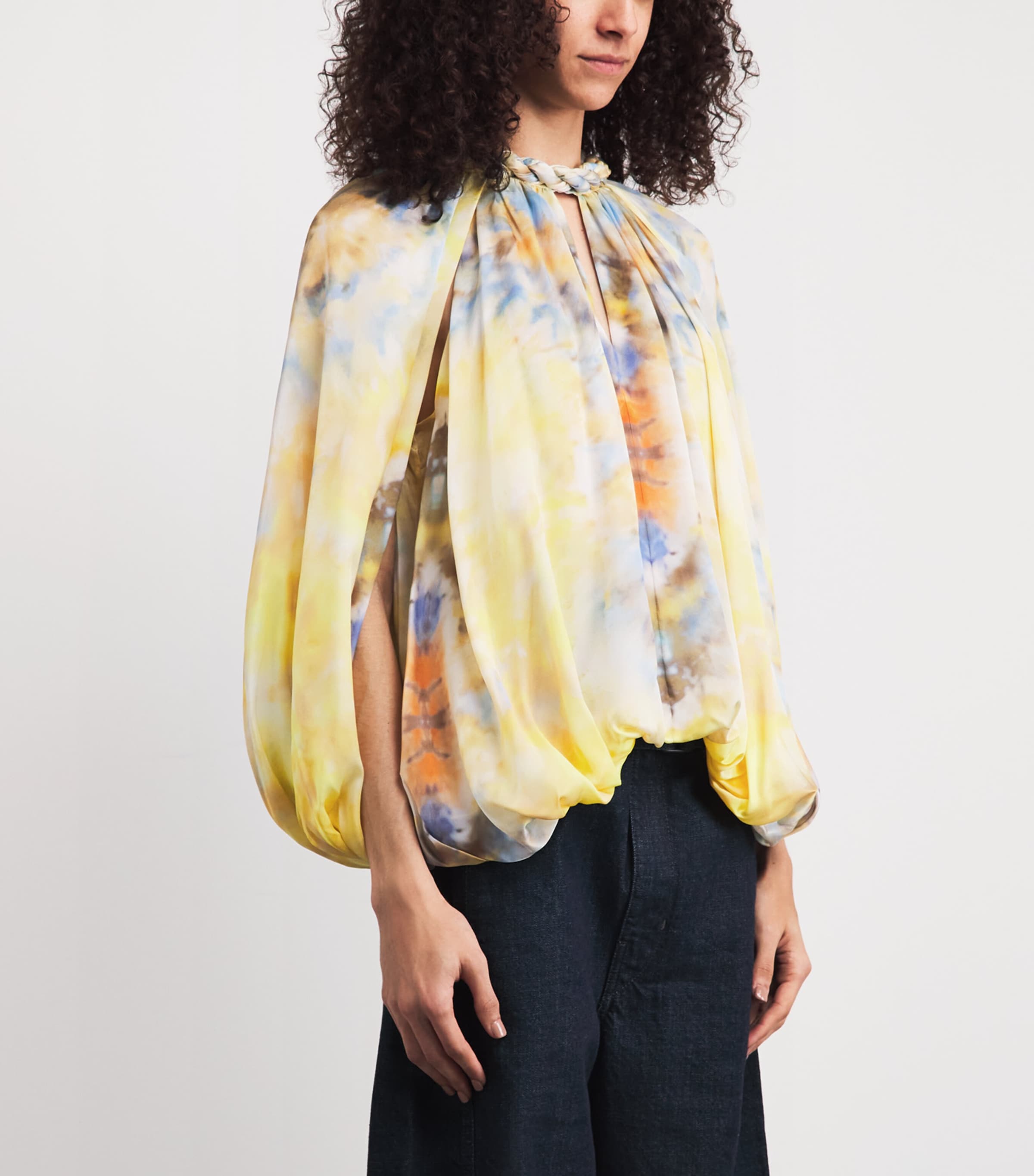 Zimmermann Womens Silk Printed Alchemy Twisted Blouse Citrus Tie Dye Image 4
