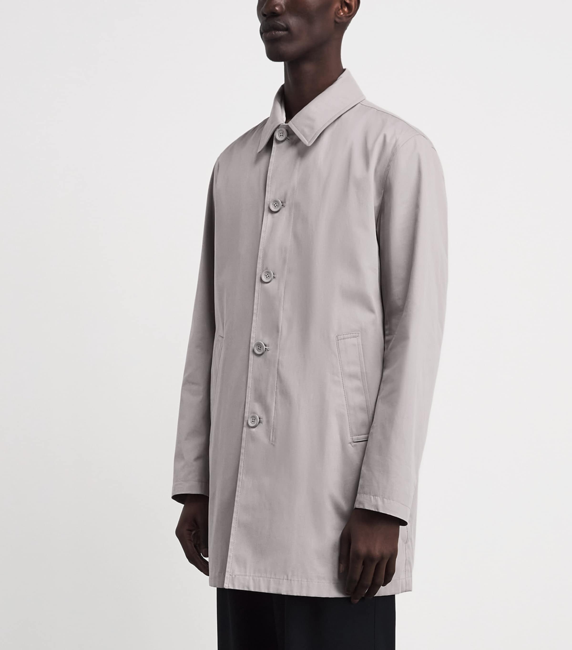 Herno Mens Cotton Twill Overcoat Gray Image 4
