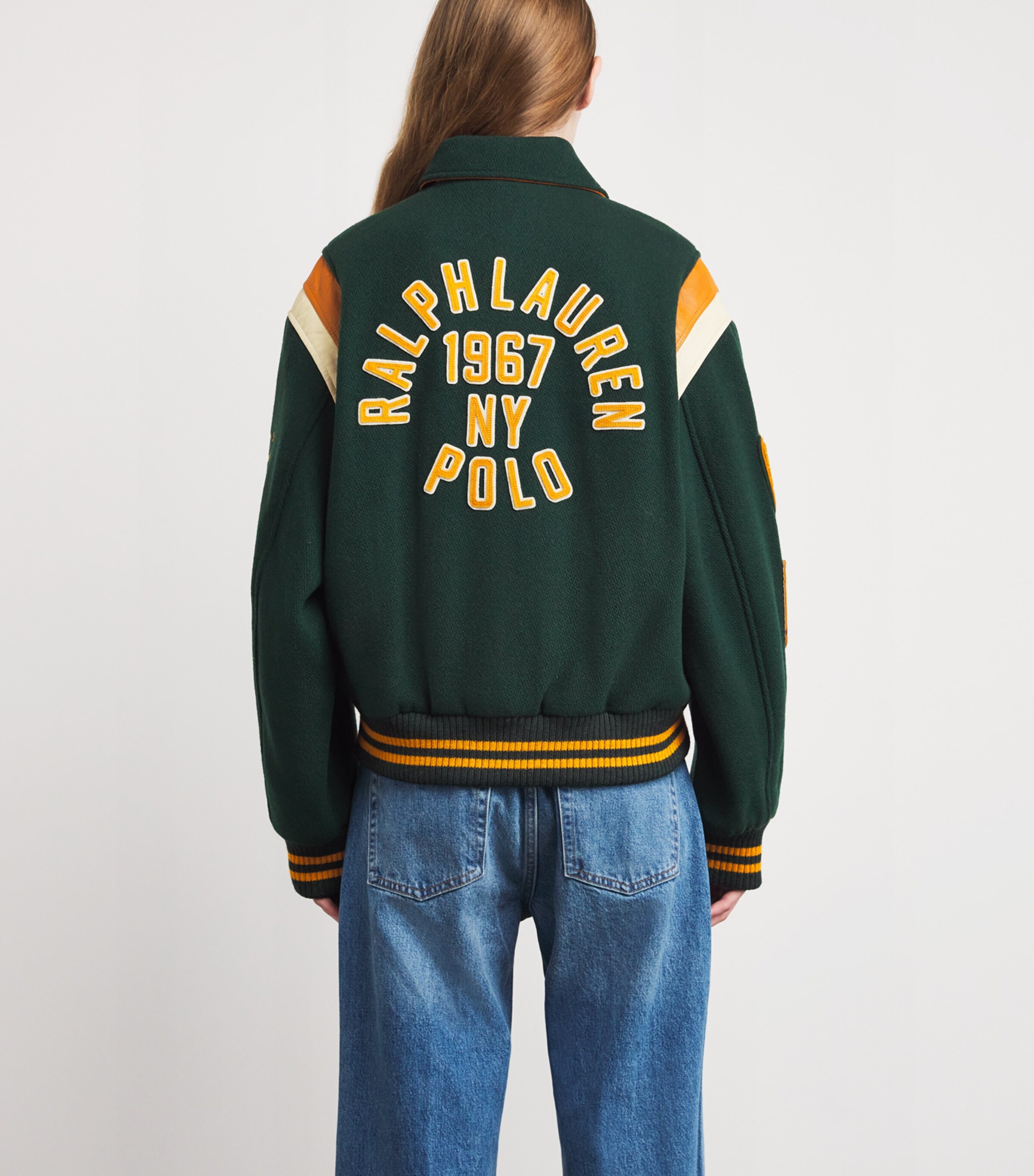 Polo Ralph Lauren Green Wool-Blend Varsity Jacket | Harrods LV