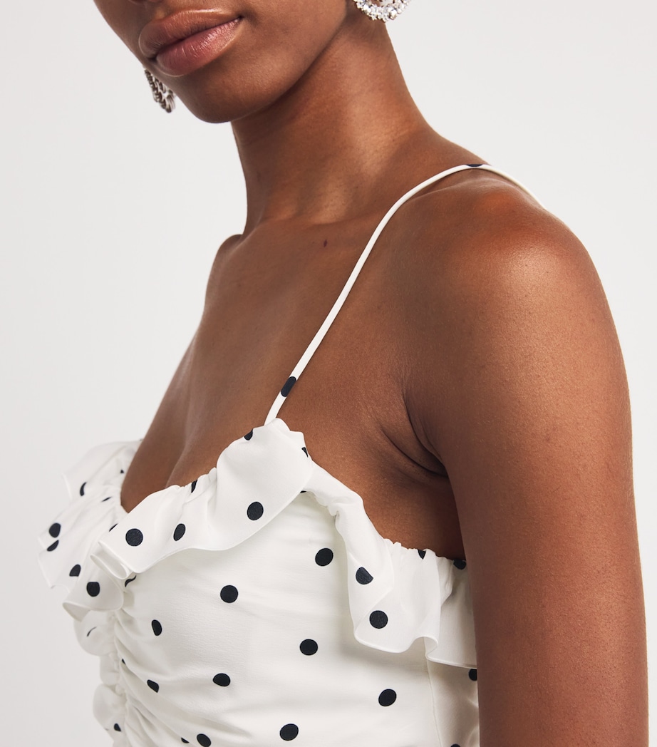 Silk Polka Dot Maxi Dress 0822 WHITE-NAVY BLUE Image 6