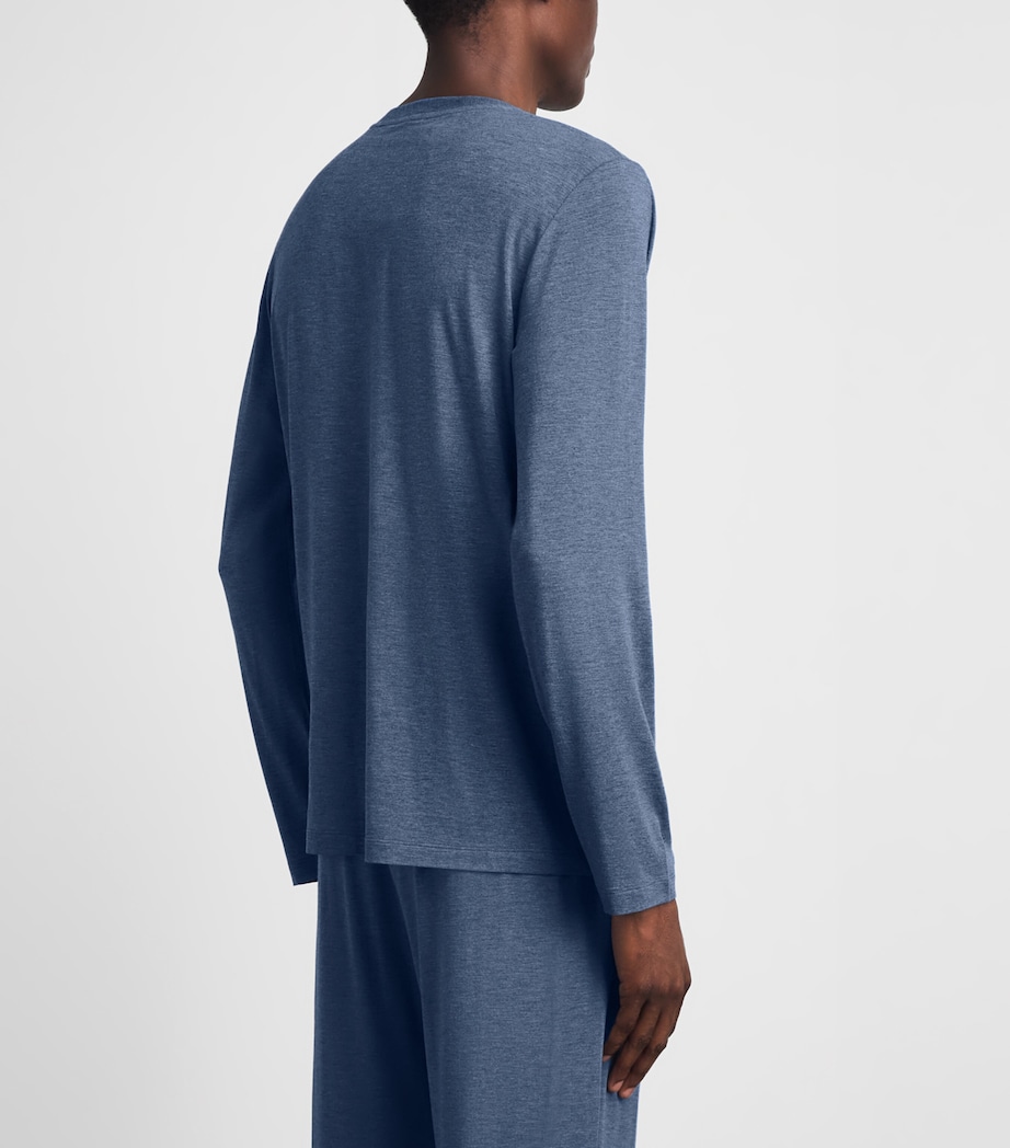 Hanro Mens Casuals V-Neck Pyjama T-Shirt Tanzanite Image 5