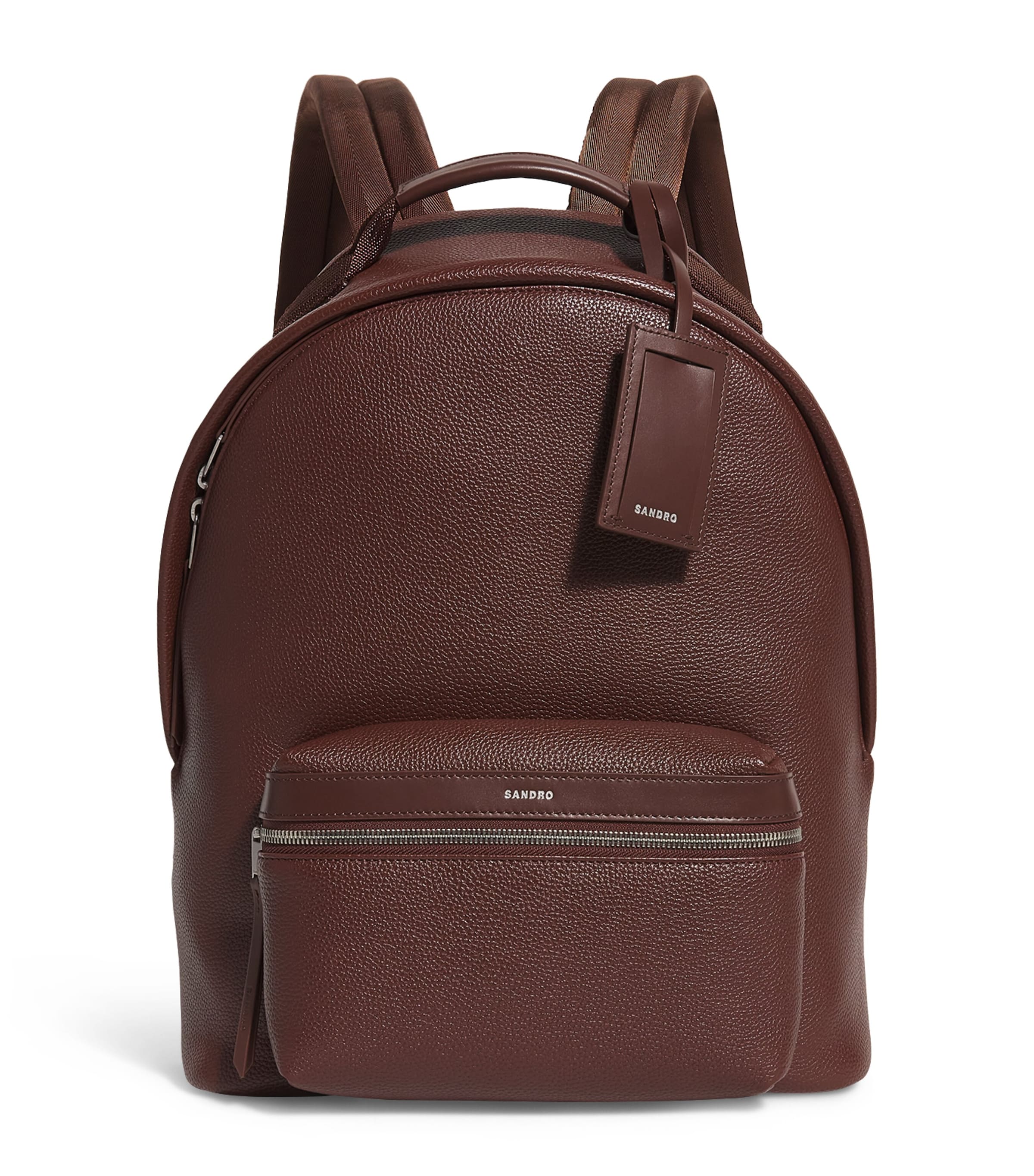 Sandro Leather-trim Backpack In Brown