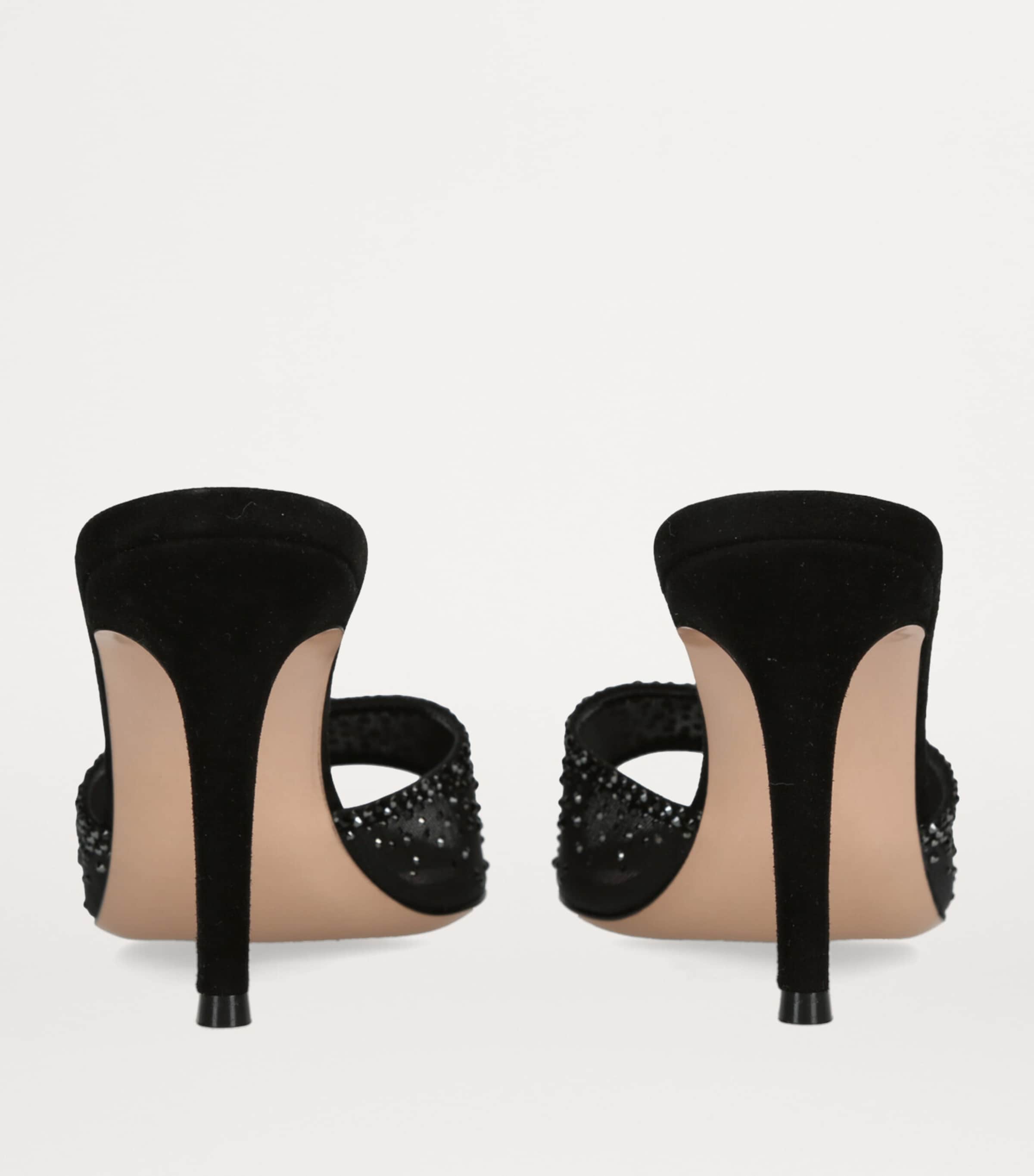 Suede Embellished Rania Mules 85 BLACK Image 2