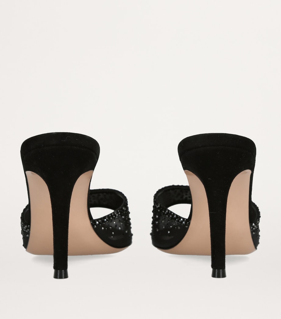 Suede Embellished Rania Mules 85 BLACK Image 2