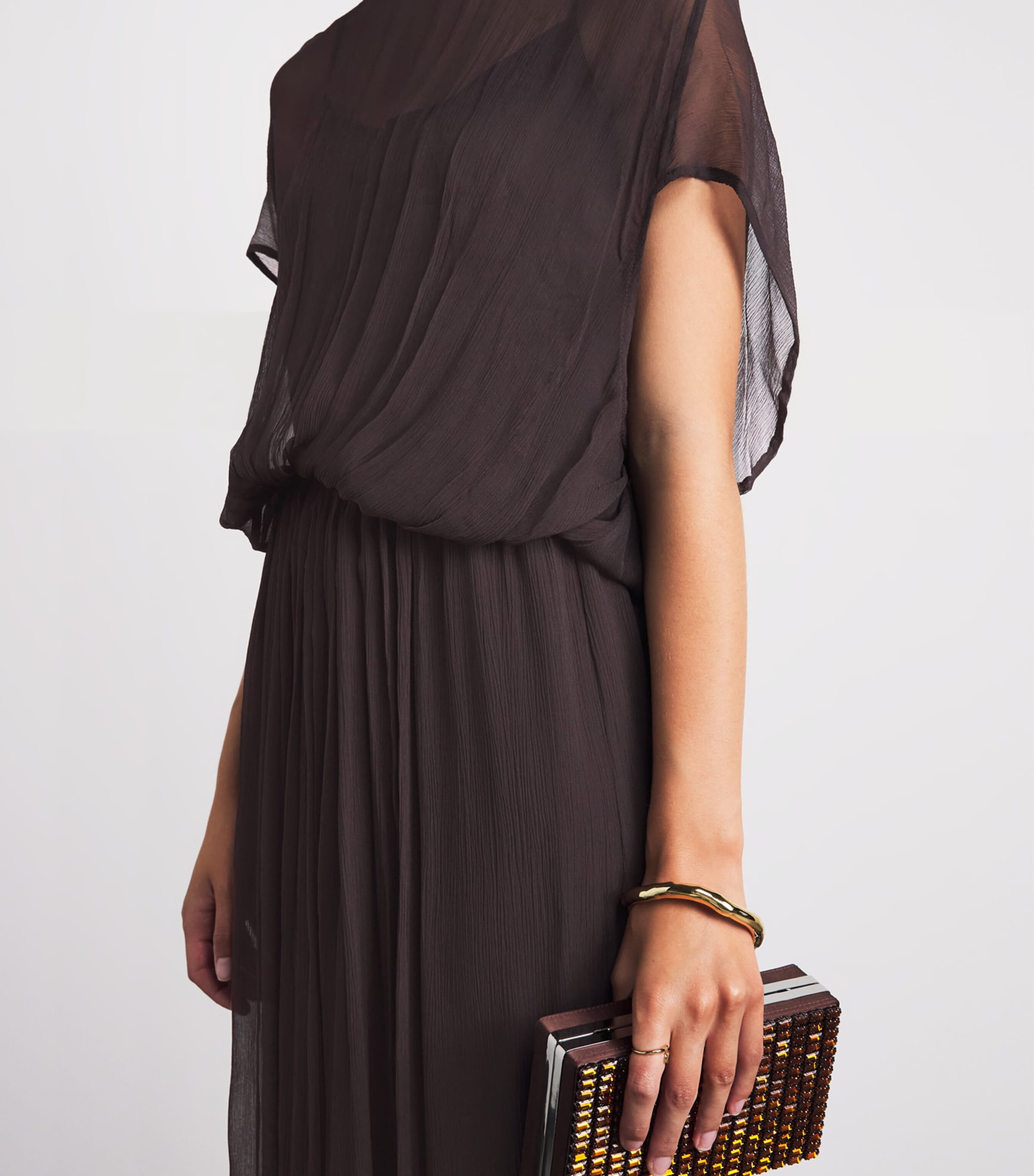 STAUD Womens Chiffon Viviana Maxi Dress Eart Earth Image 3