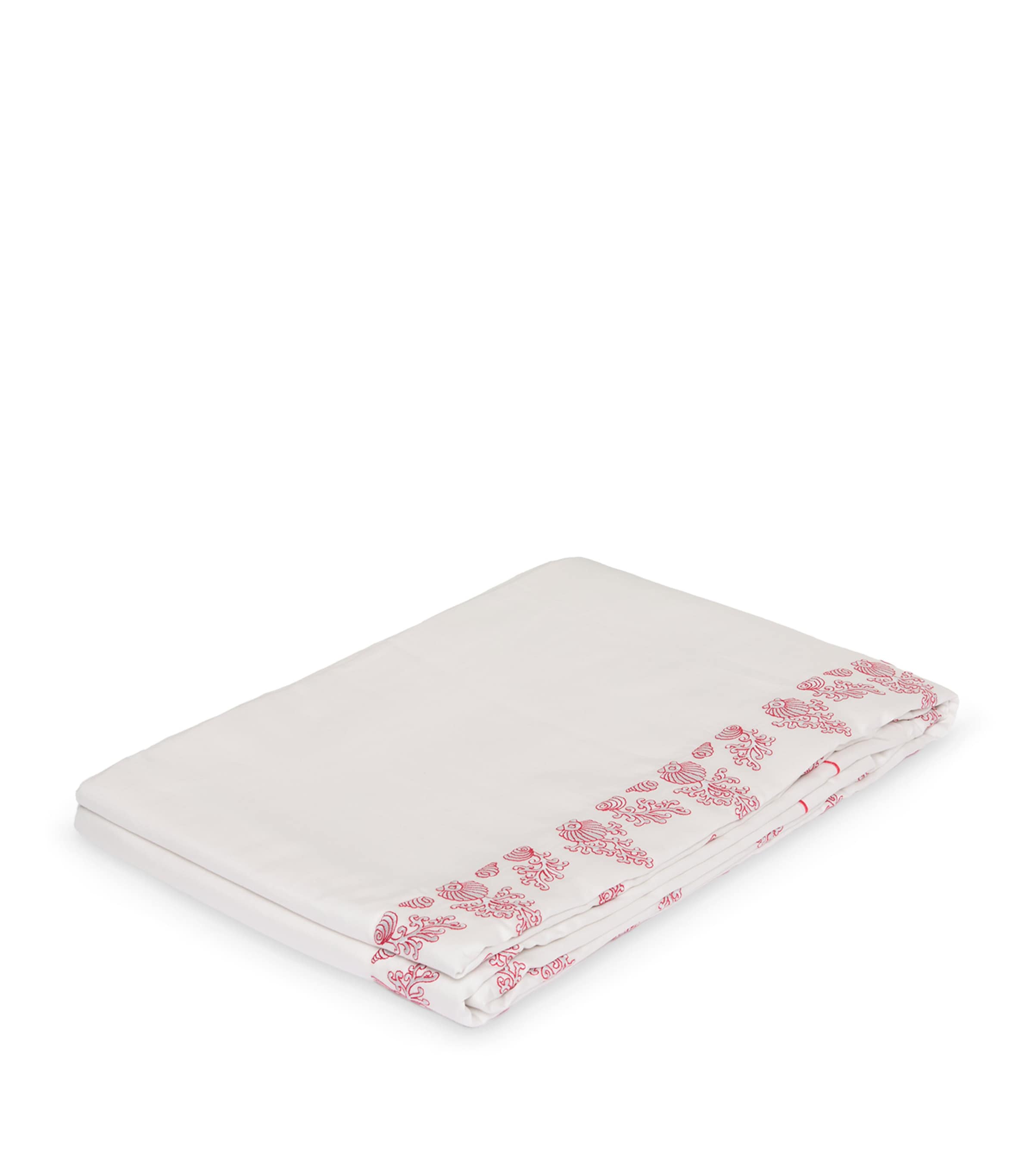 Loretta Caponi Cotton Coral and Shells Flat Sheet (270cm x 300cm) Light Grey Image 2