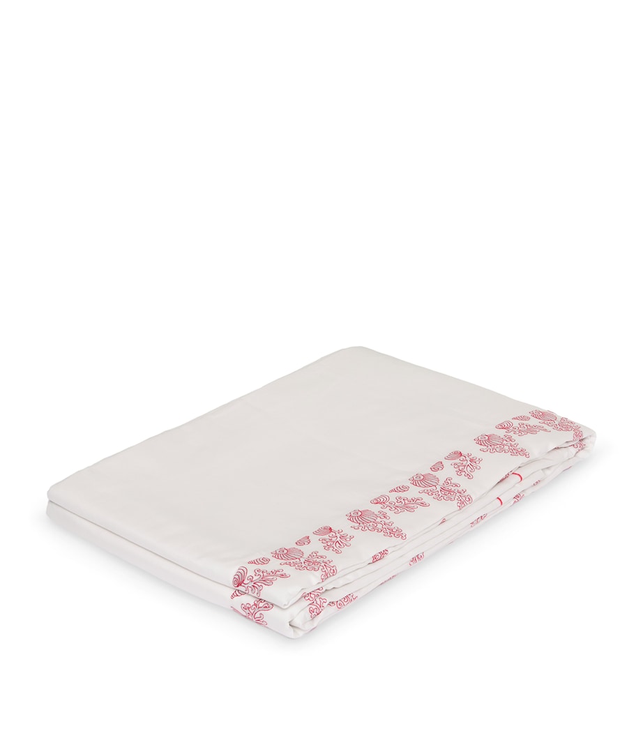 Loretta Caponi Cotton Coral and Shells Flat Sheet (270cm x 300cm) Light Grey Image 2