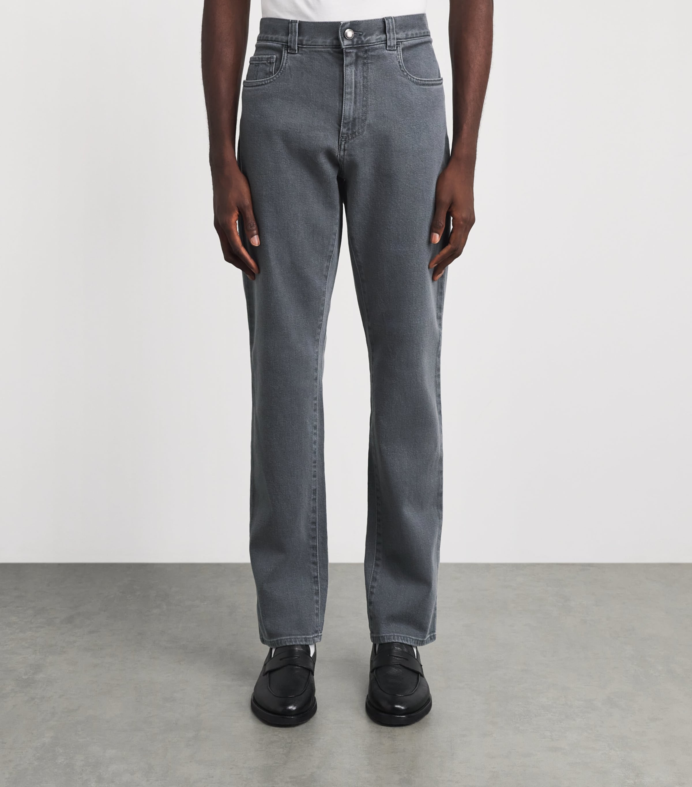 Canali Mens CAN JEAN STRT COTTON CASHMERE DENIM . Grey Image 4