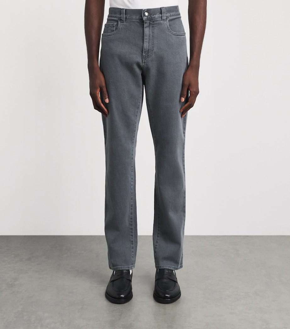 Canali Mens CAN JEAN STRT COTTON CASHMERE DENIM . Grey Image 4
