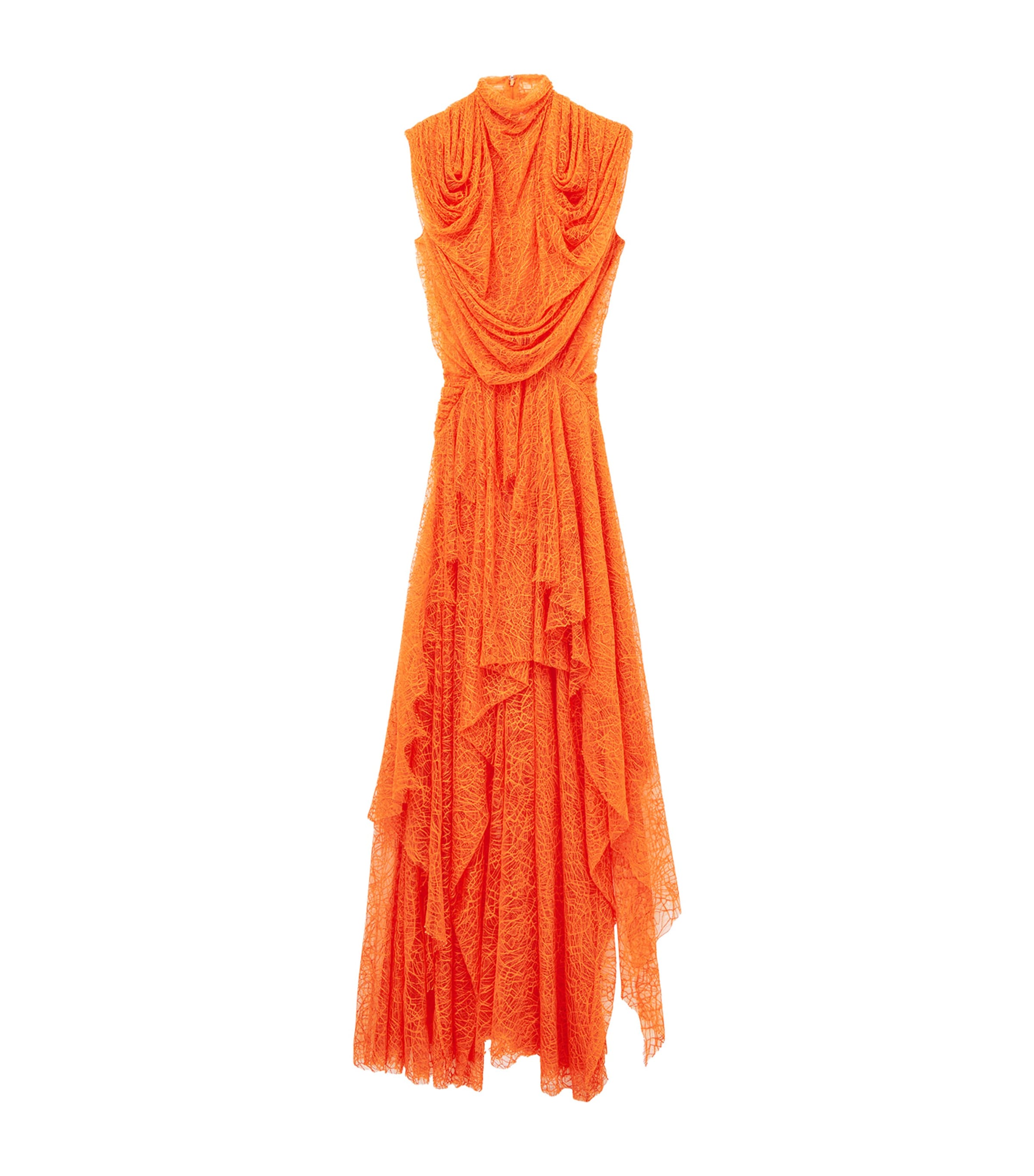 Alexander Mcqueen Lace Asymmetric Dress In Orange